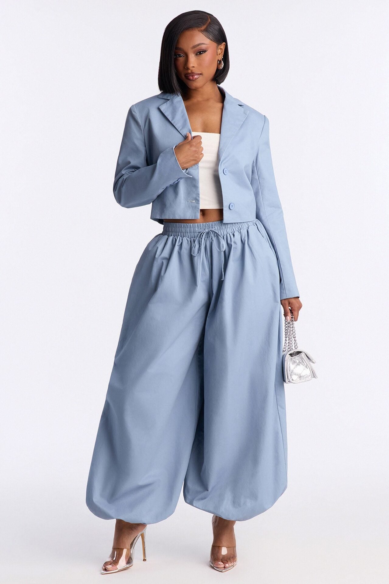 Hailey Blazer Balloon Pant Set - Blue image 1