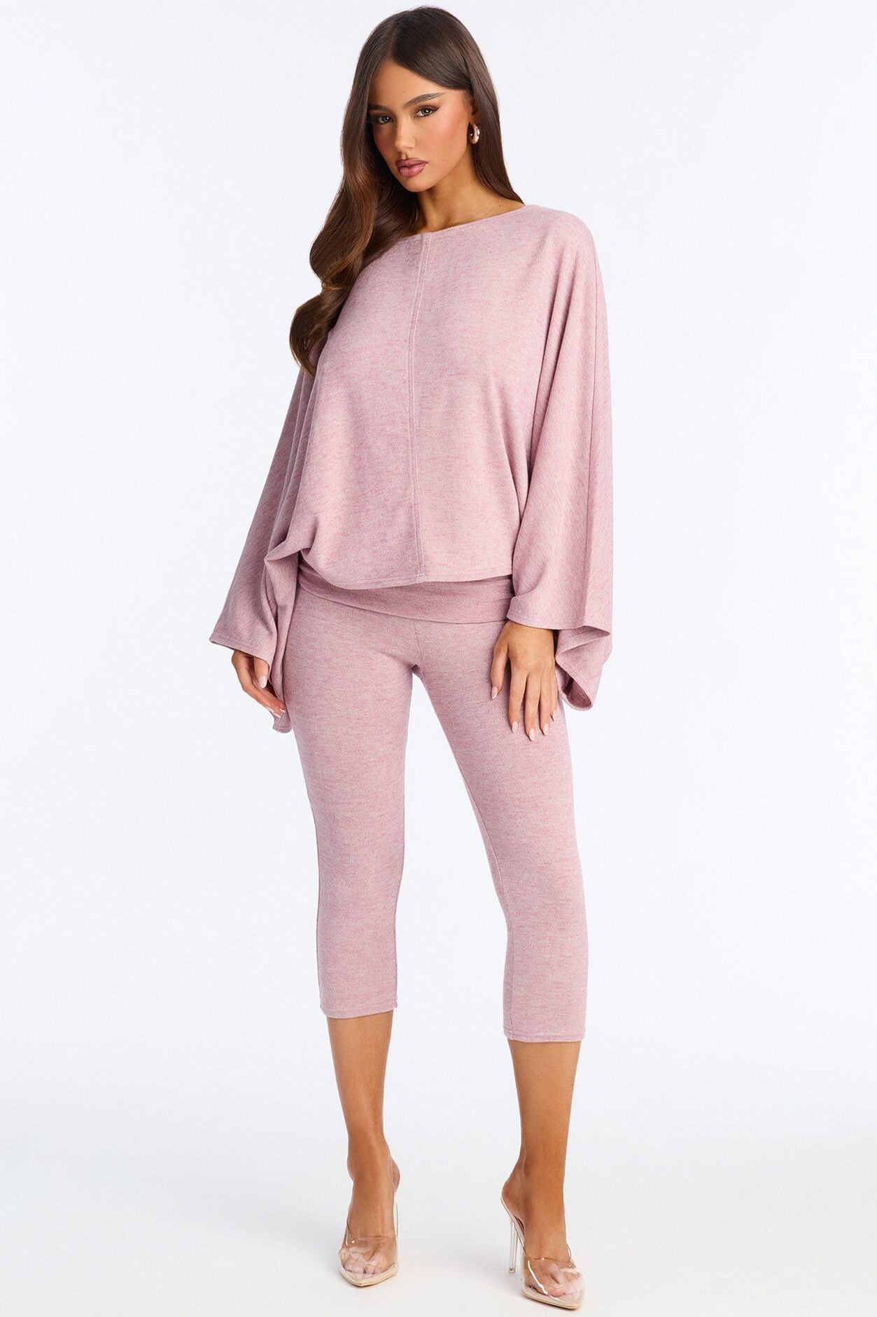 Amaya Capri Jumpsuit And Draped Top Set - Mauve image 1