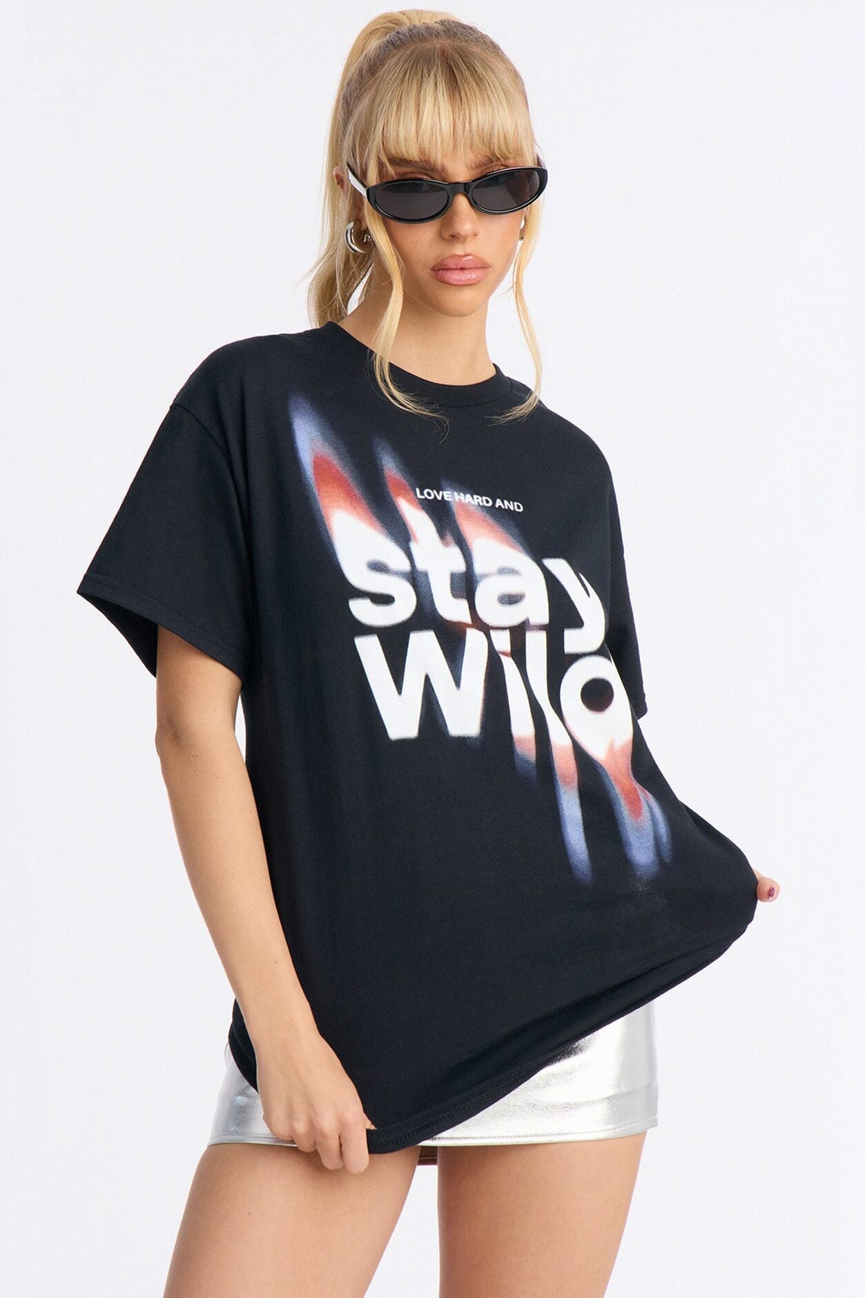 Stay Wild Oversize Tee - Black image 1