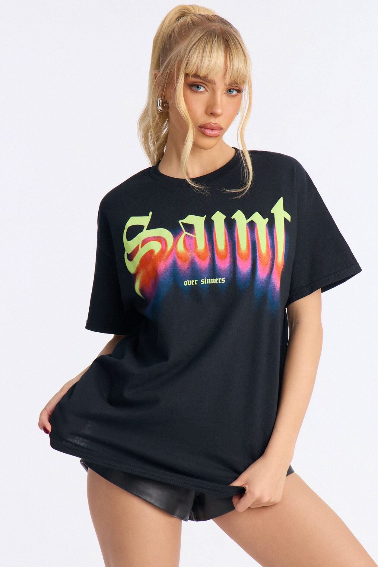 Saint Over Sinner Oversize Tee - Black image 1