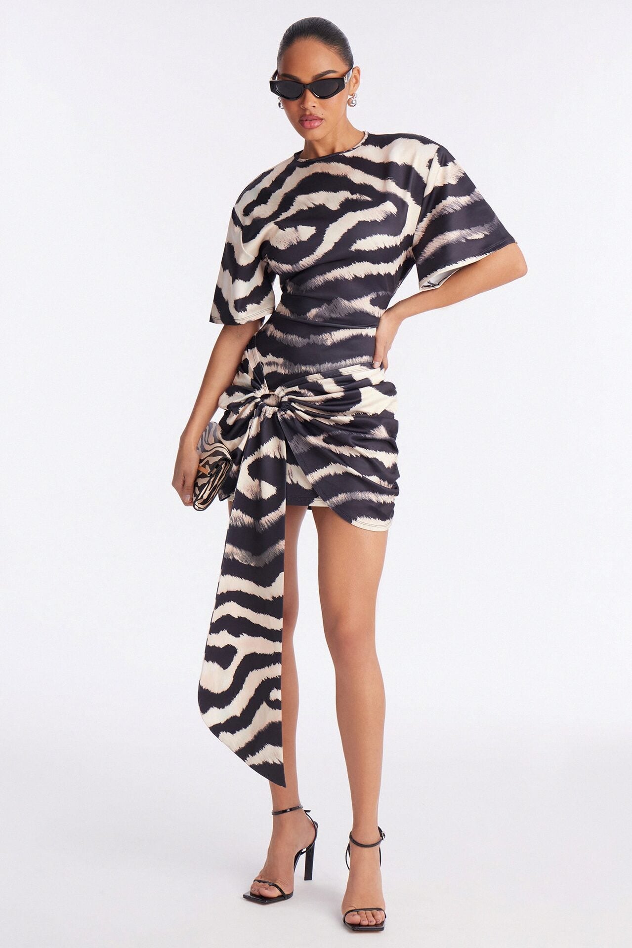 Catwalk Draped Scuba Mini Dress - Black/combo image 1