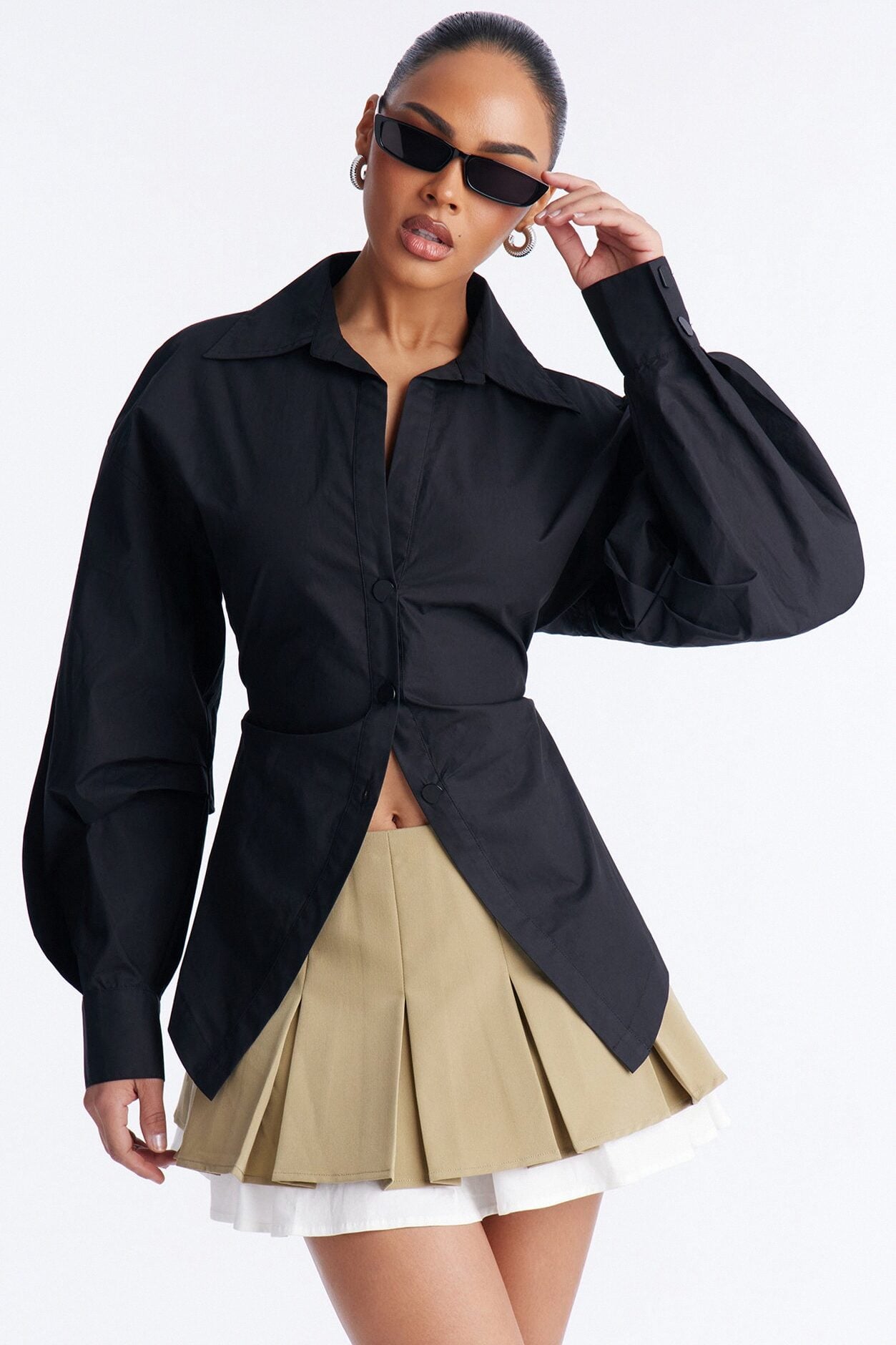 Junie Oversized Button Down Top - Black image 1
