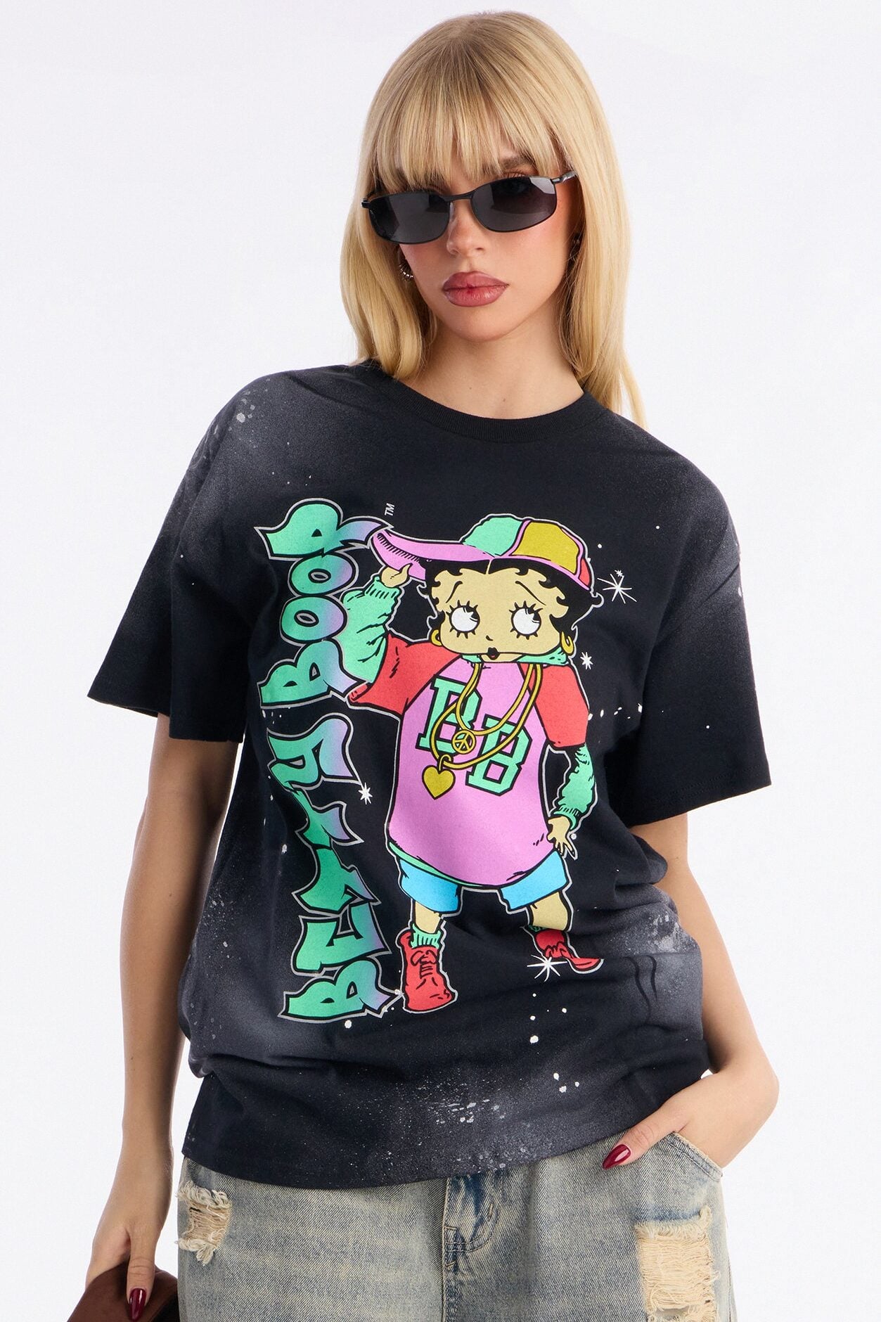 Betty Boop Paint Splatter Tee - Black Wash image 1