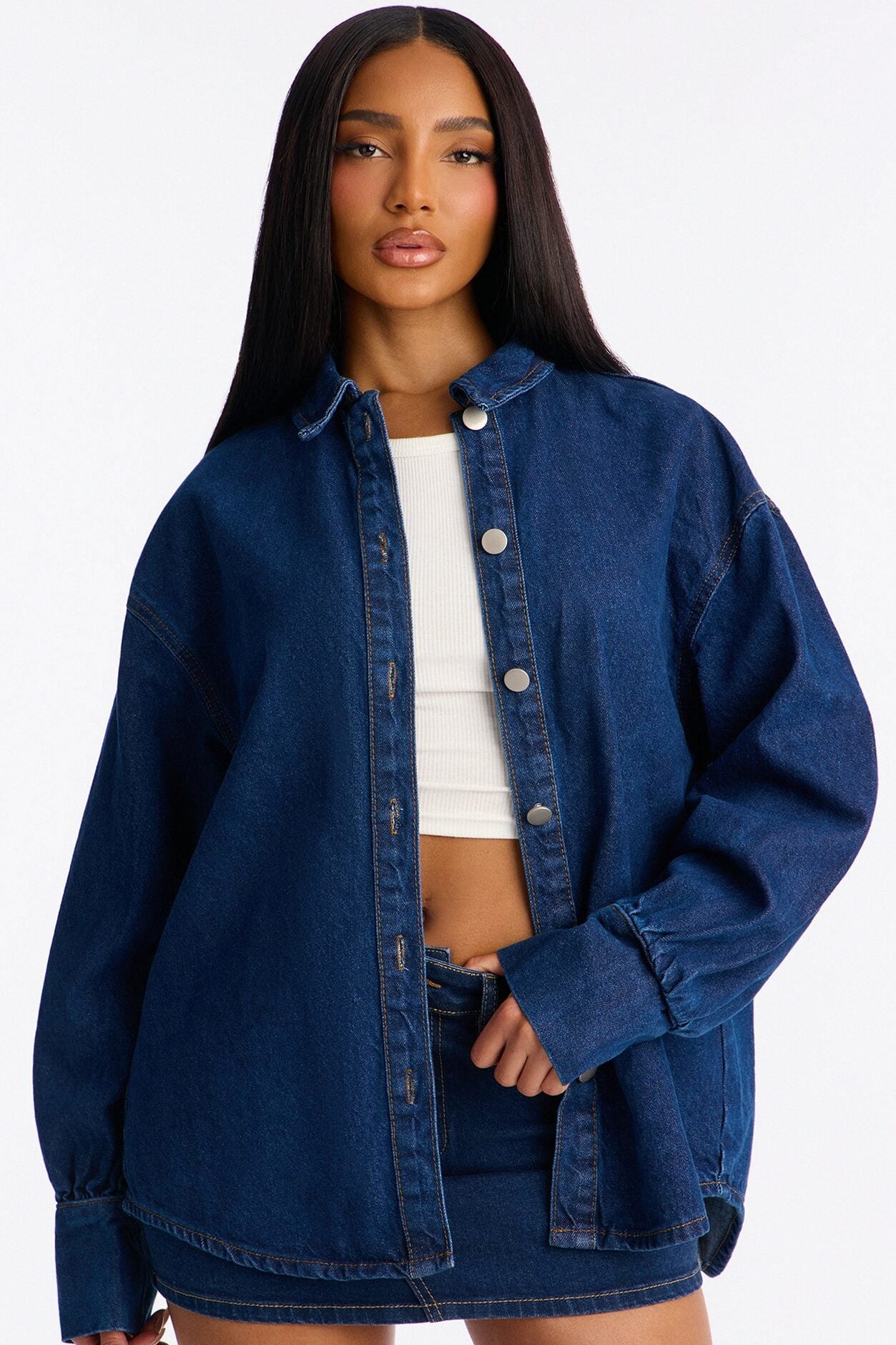 Myra Oversized Denim Shirt - Indigo image 1