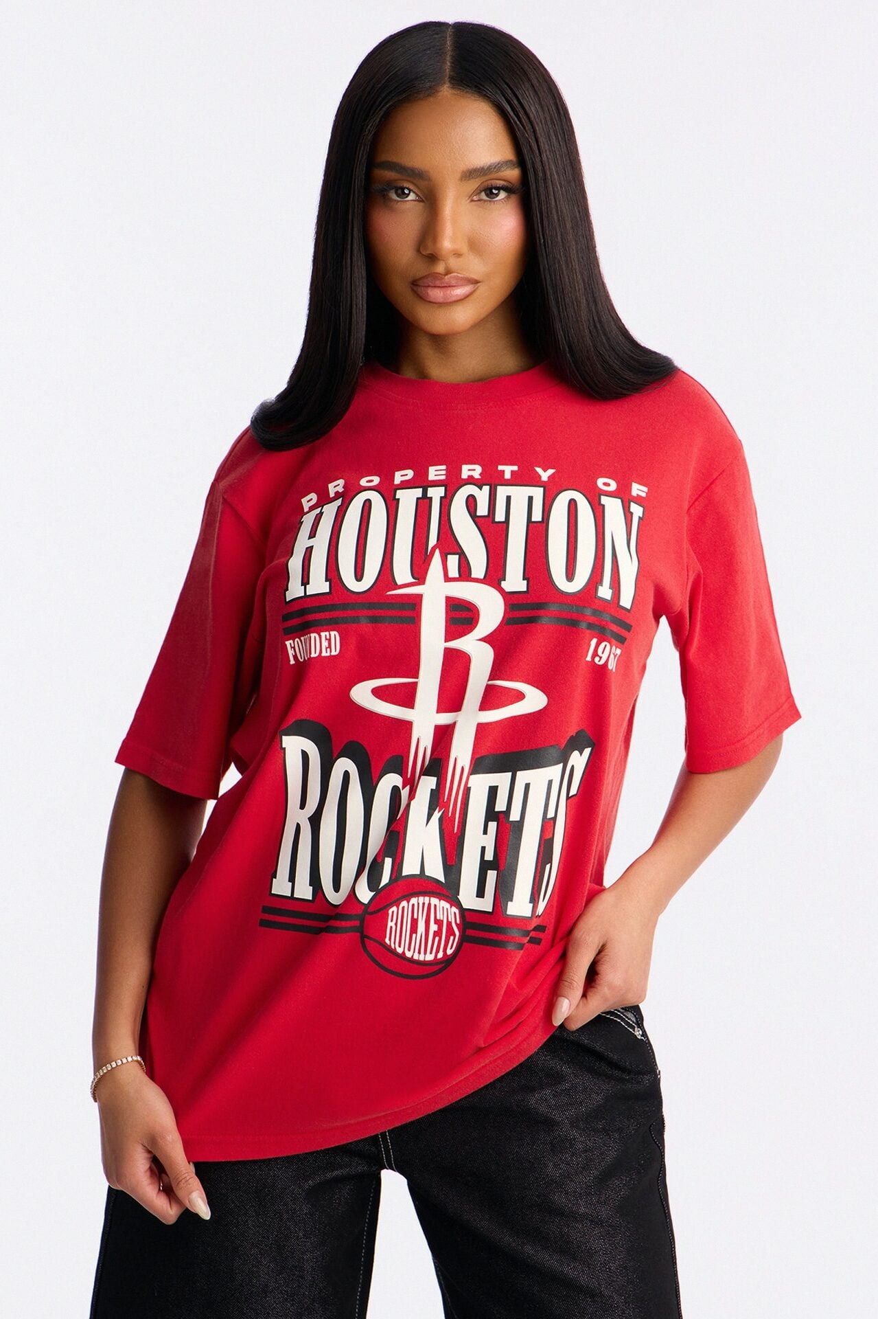 NBA Houston Rockets Washed Oversized Tee - Red image 1