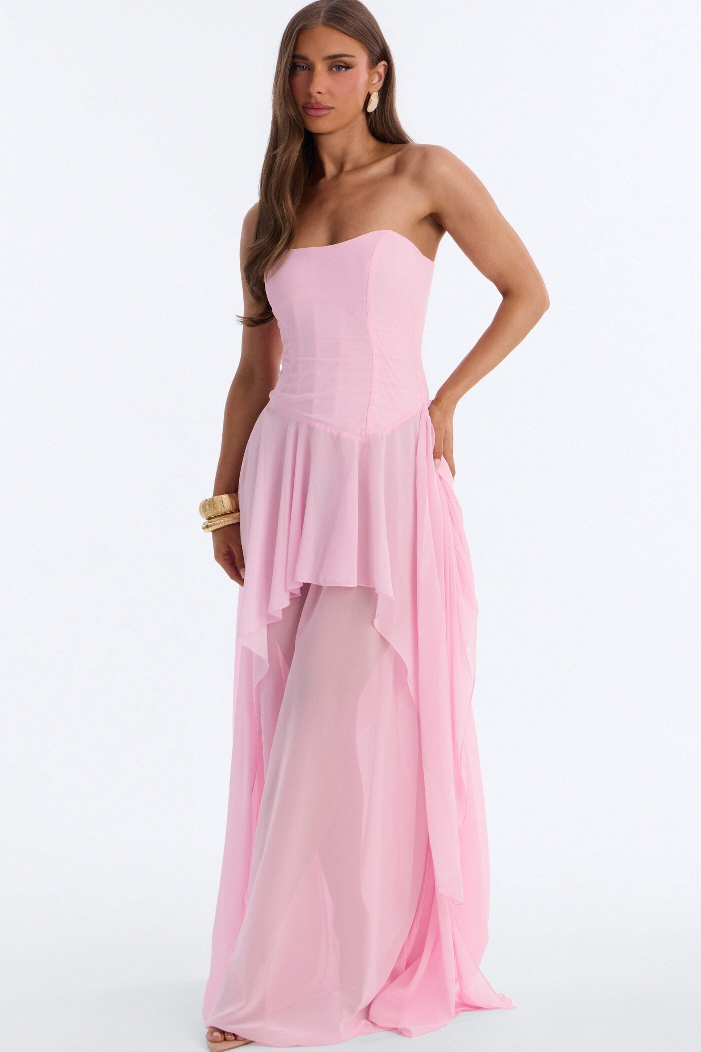 Effortless Charm Chiffon Gown - Light Pink image 1