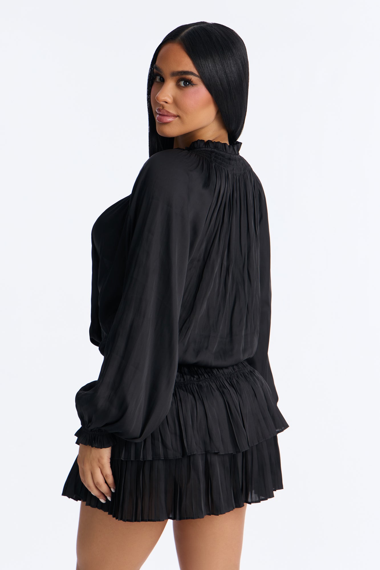 Keep It Cordial Satin Mini Dress - Black image 3