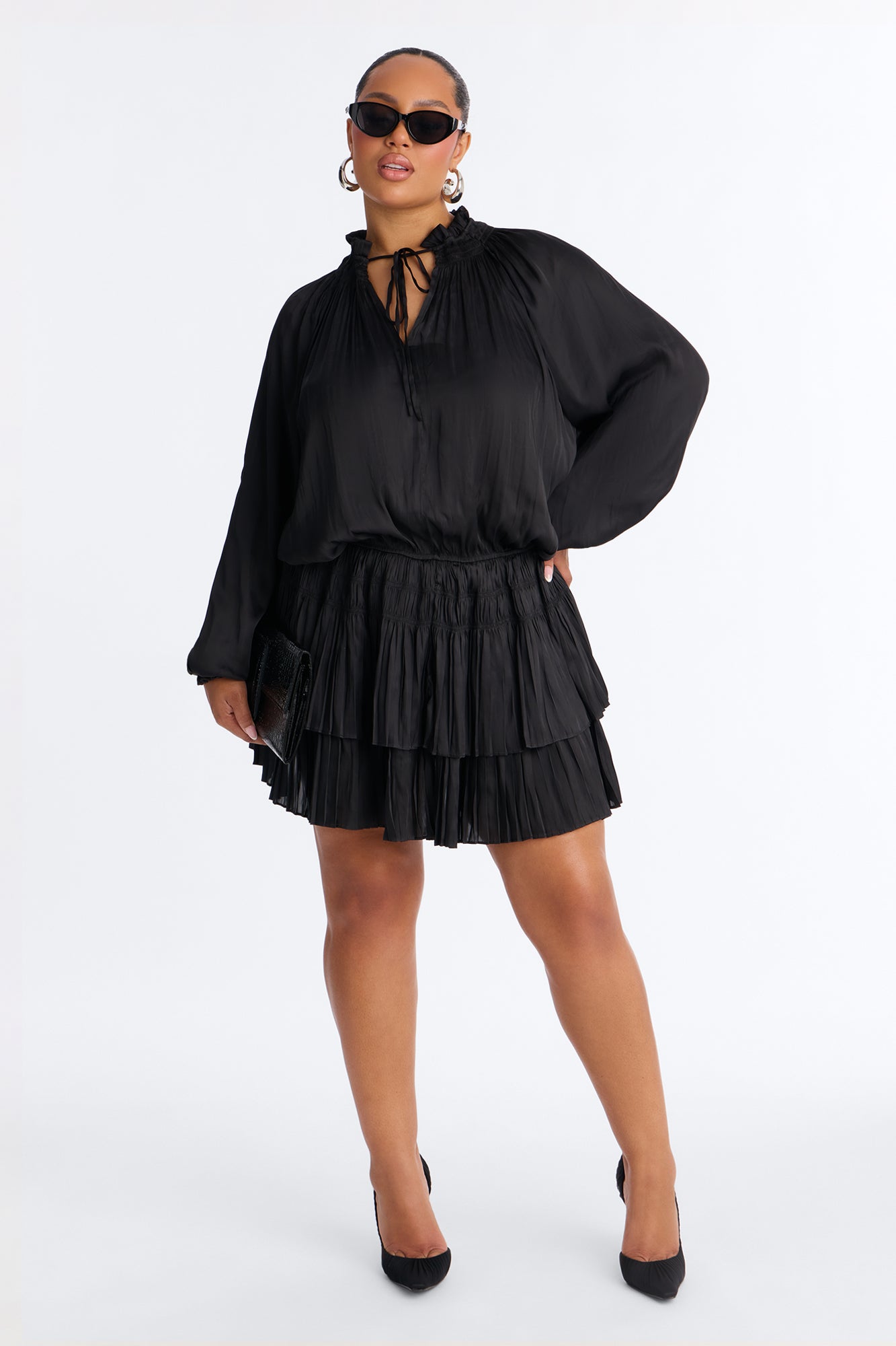 Keep It Cordial Satin Mini Dress - Black image 5