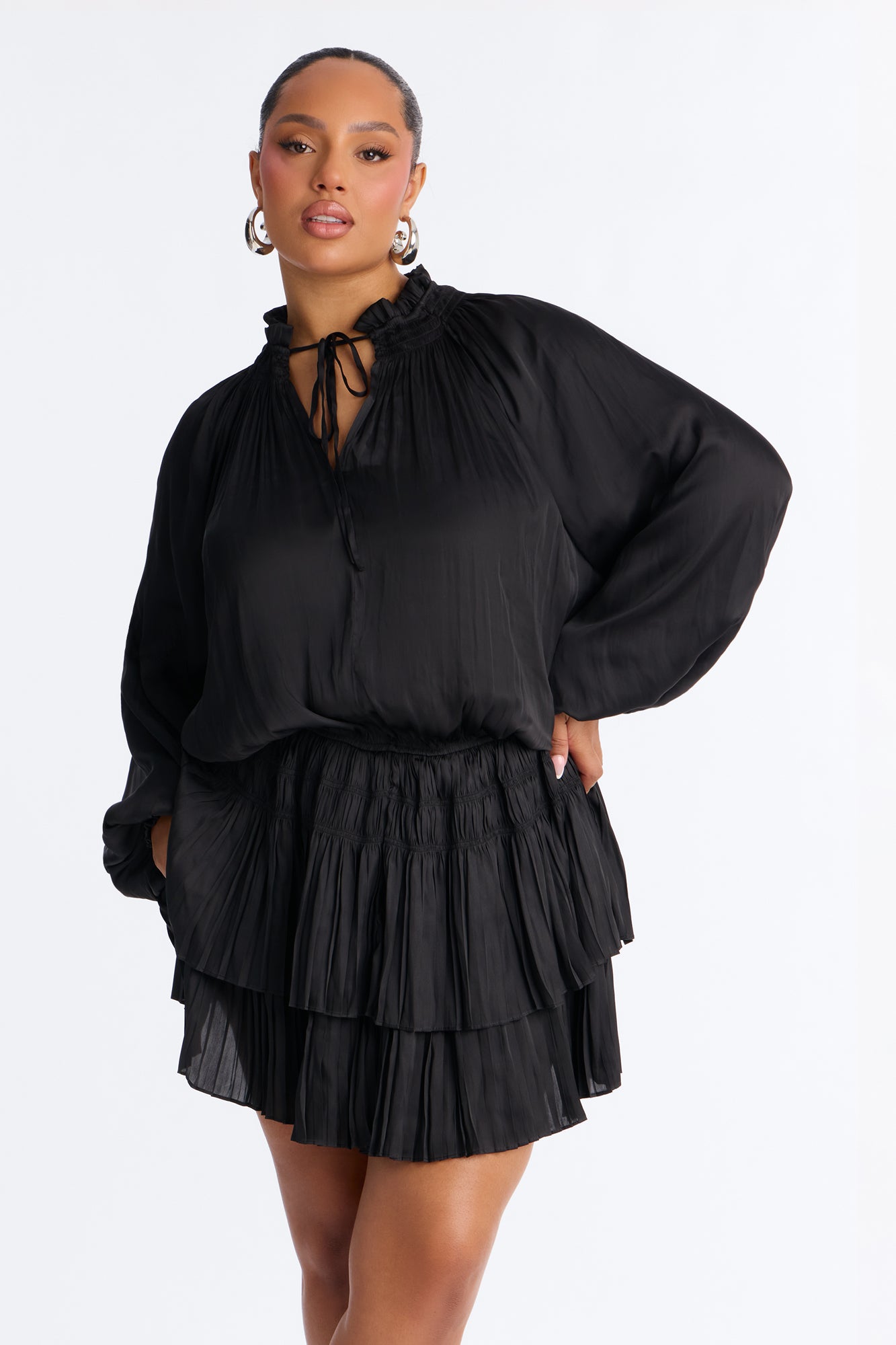 Keep It Cordial Satin Mini Dress - Black image 4