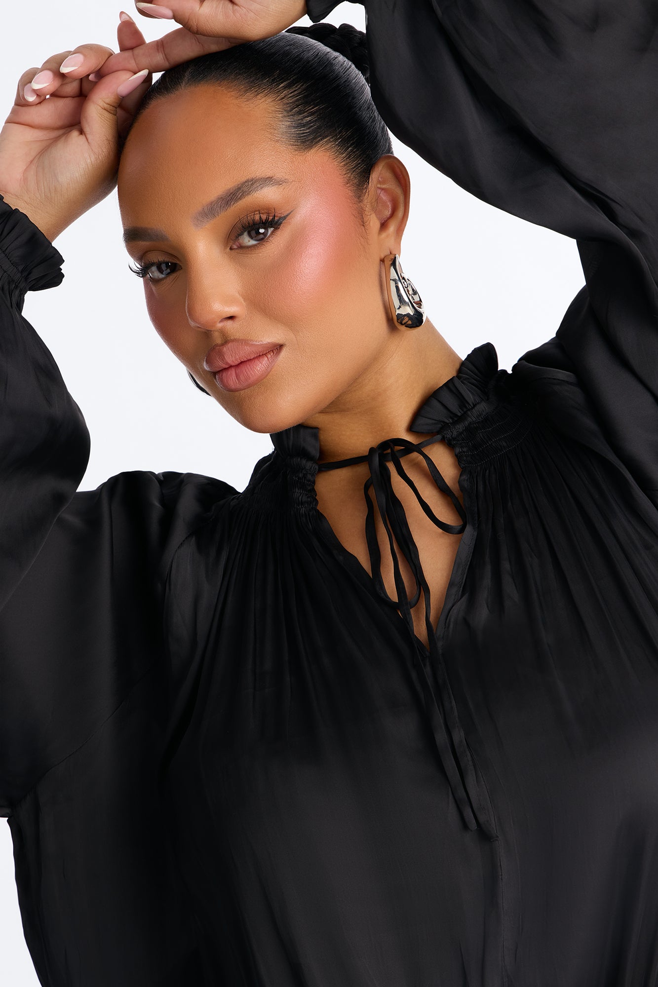 Keep It Cordial Satin Mini Dress - Black image 6