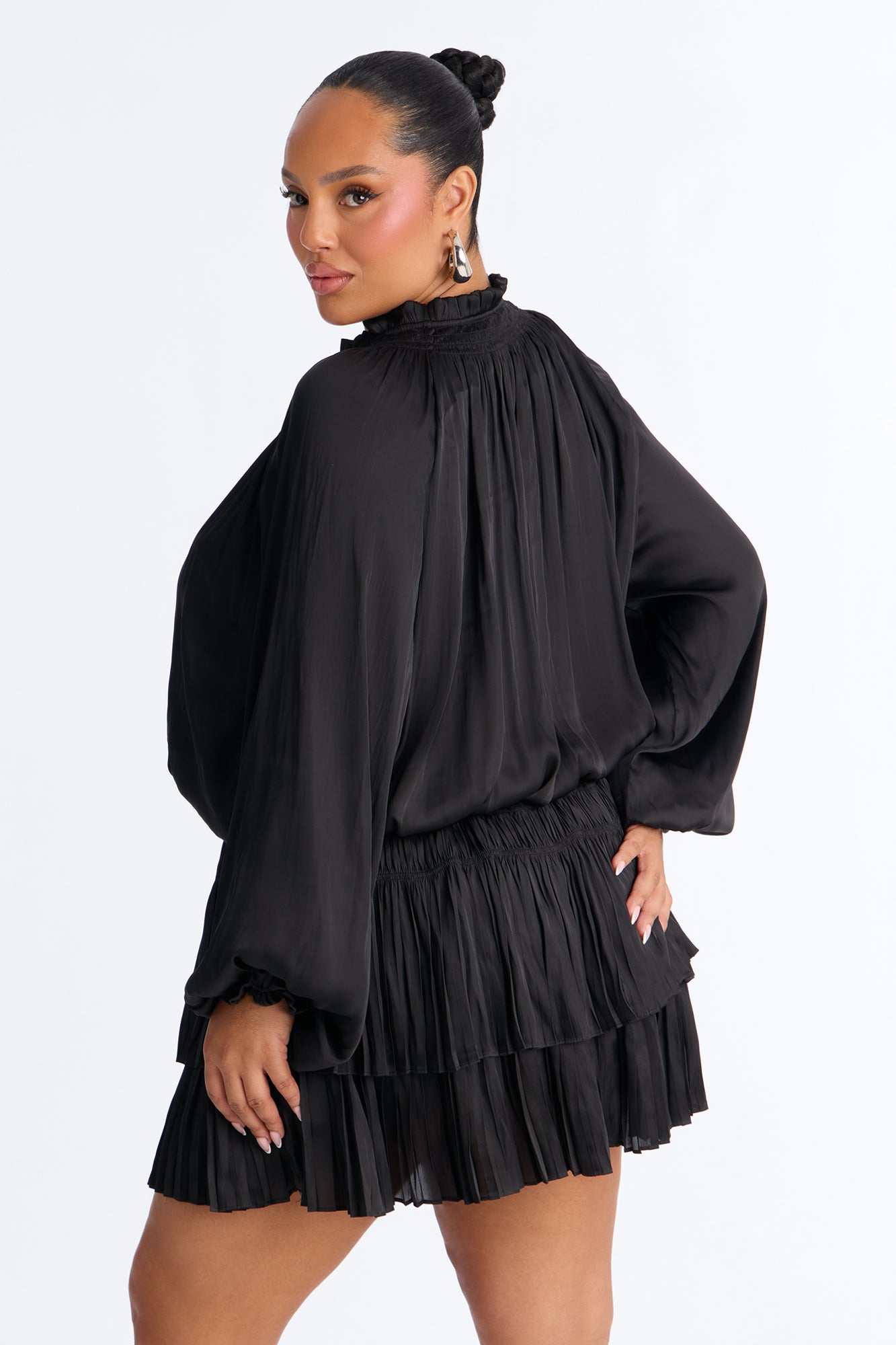 Keep It Cordial Satin Mini Dress - Black image 7