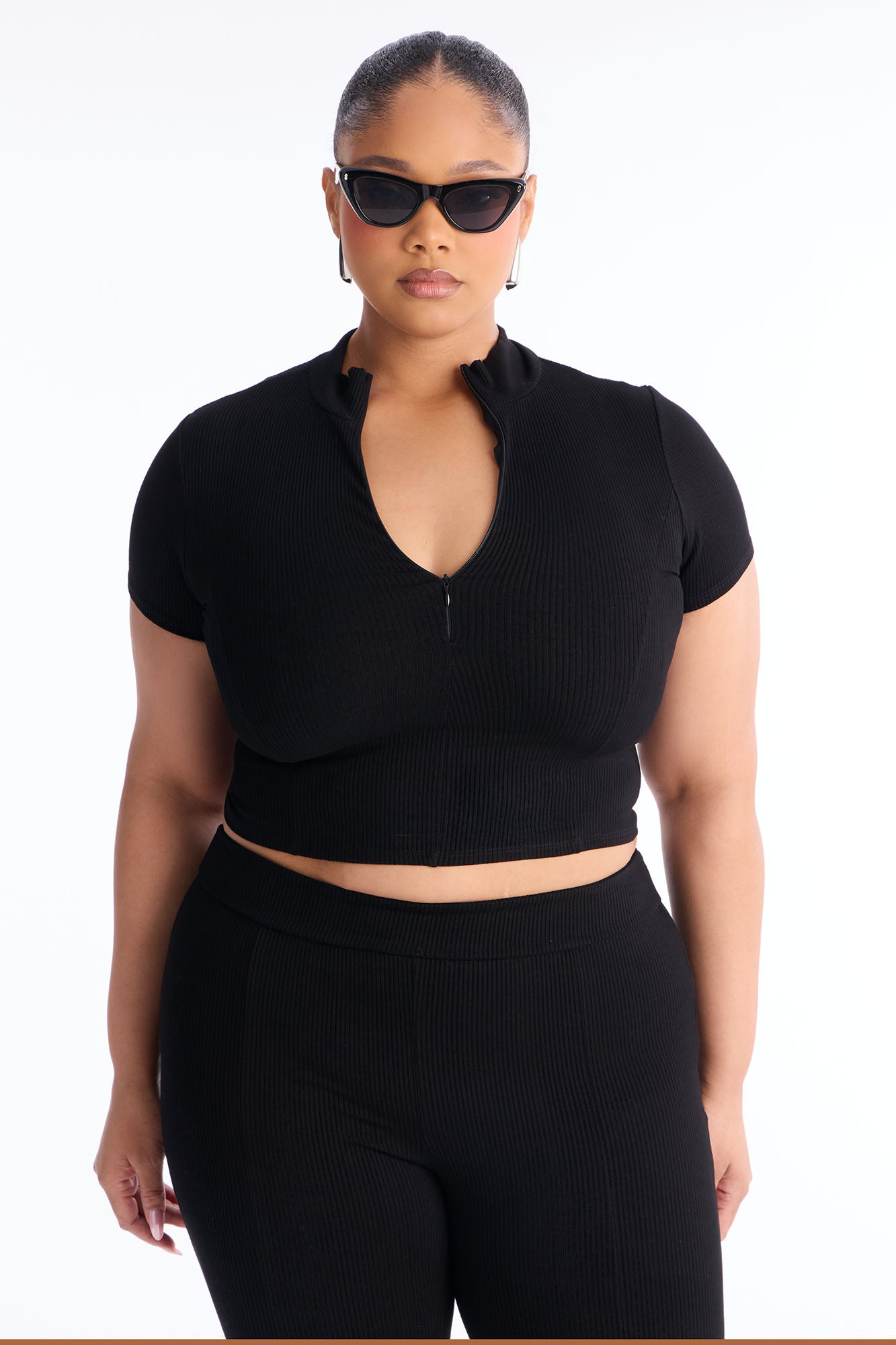 Mia Zip Snatched Pant Set - Black image 6