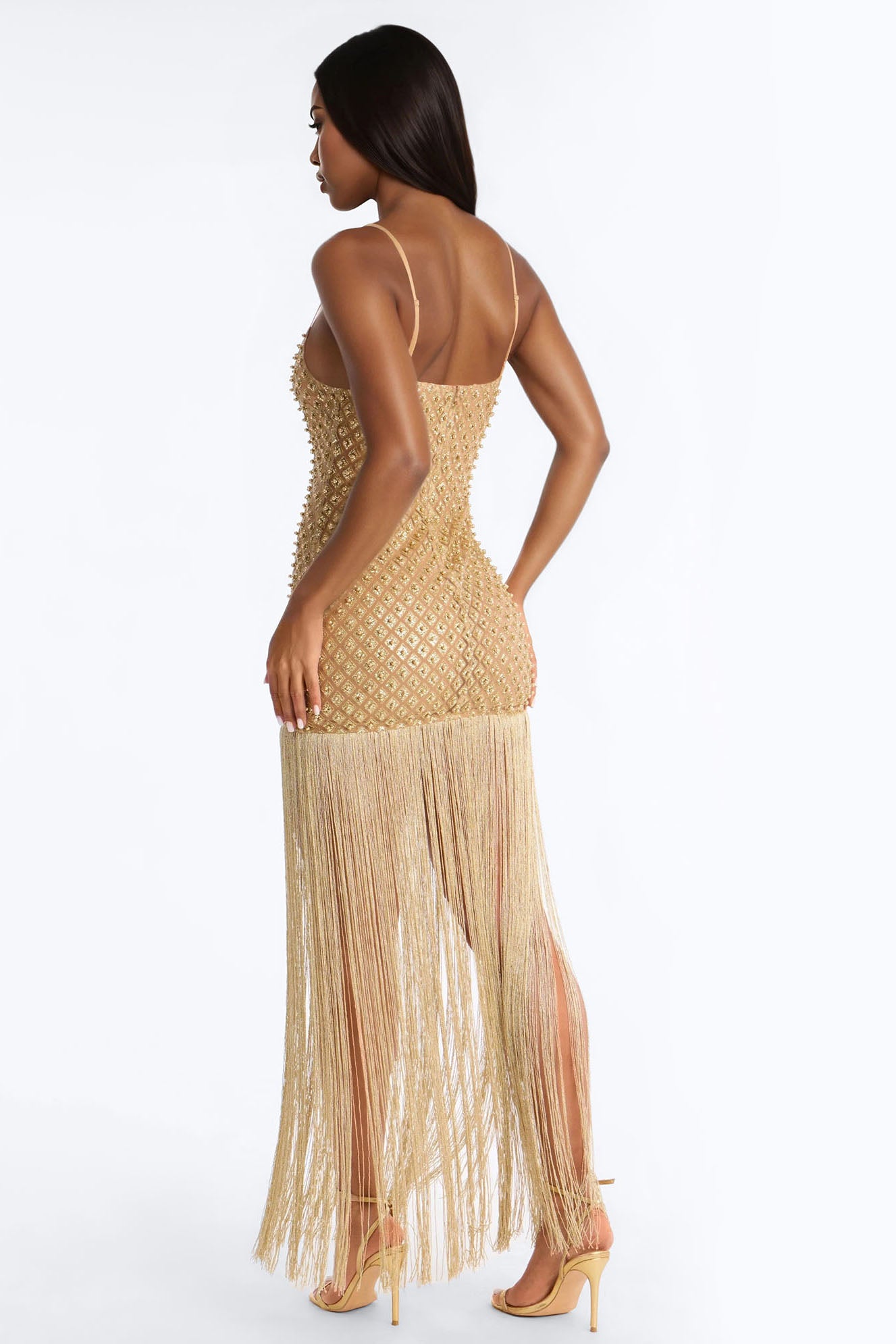 Roxi Fringe Maxi Dress - Gold image 4