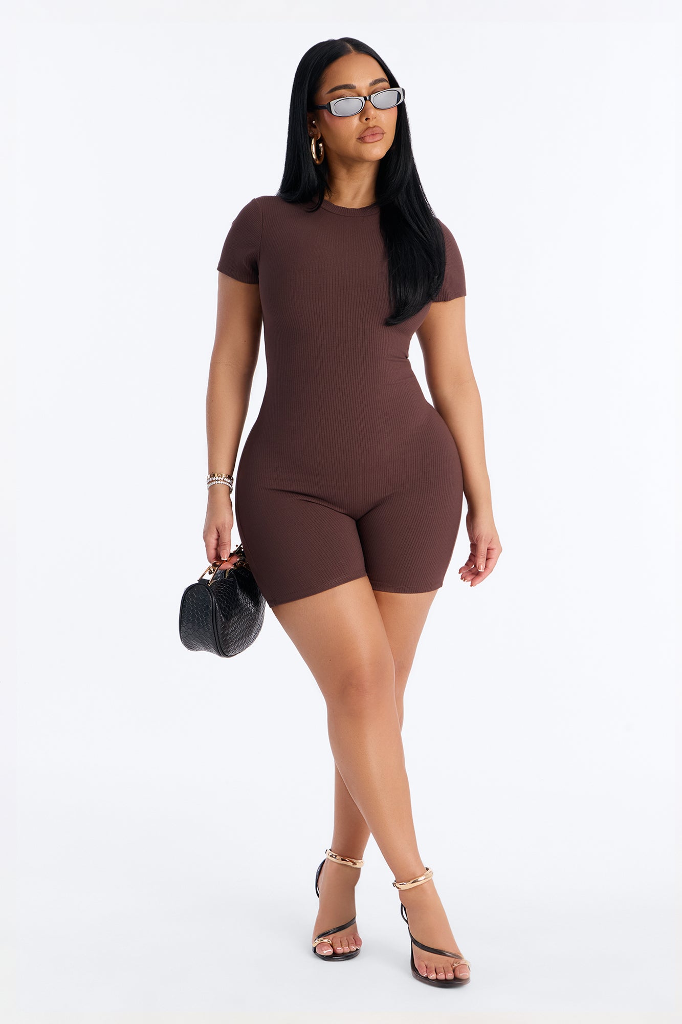 Malia Snatched Romper - Chocolate image 2