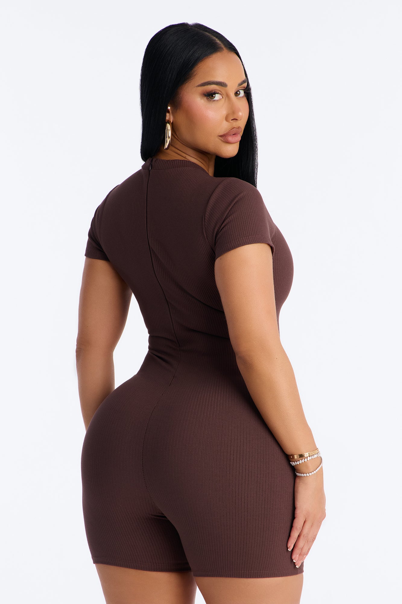 Malia Snatched Romper - Chocolate image 3