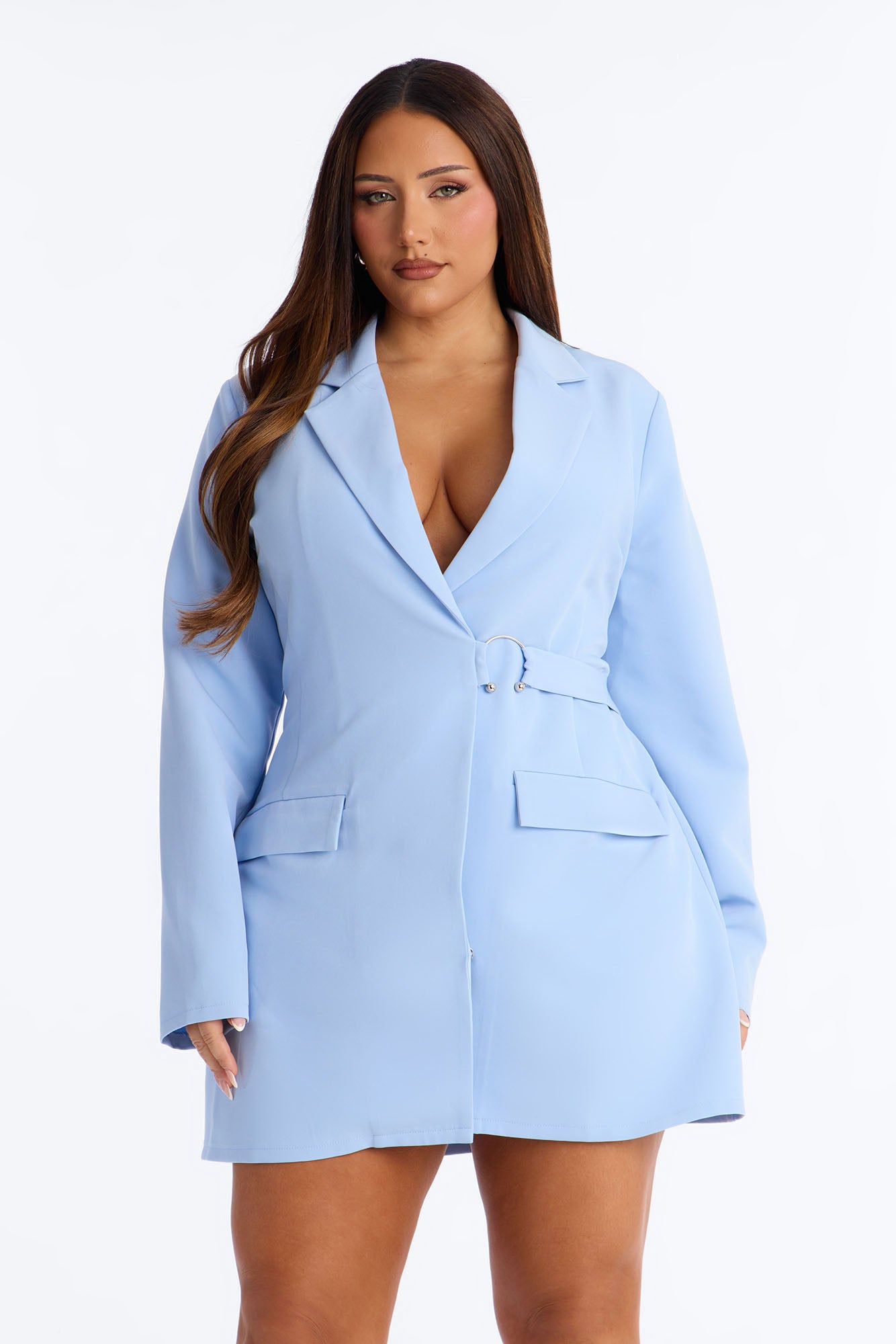 Pay Attention Blazer Mini Dress - Light Blue image 4