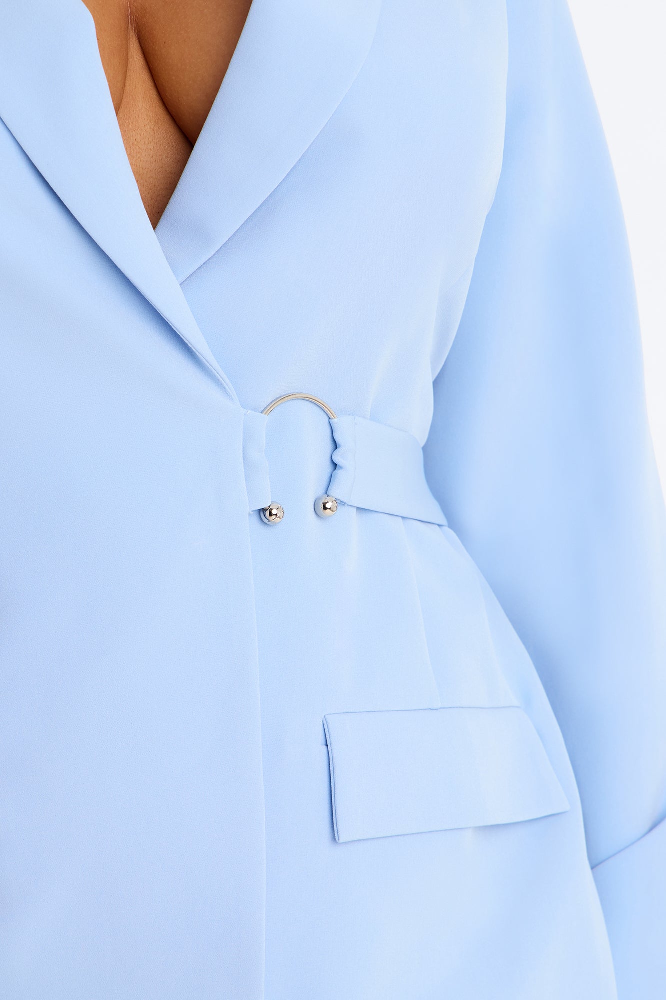 Pay Attention Blazer Mini Dress - Light Blue image 6