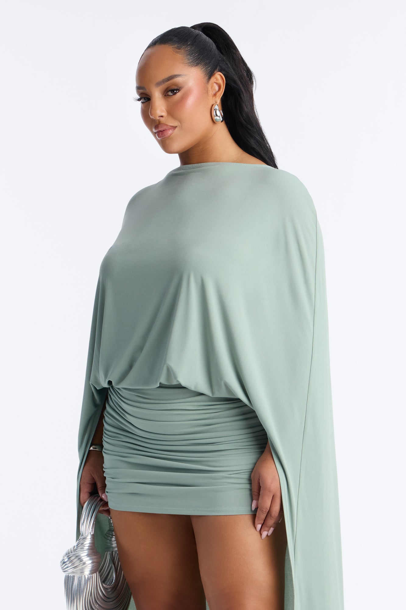Zadie Babe Cape Mini Dress - Sage image 7