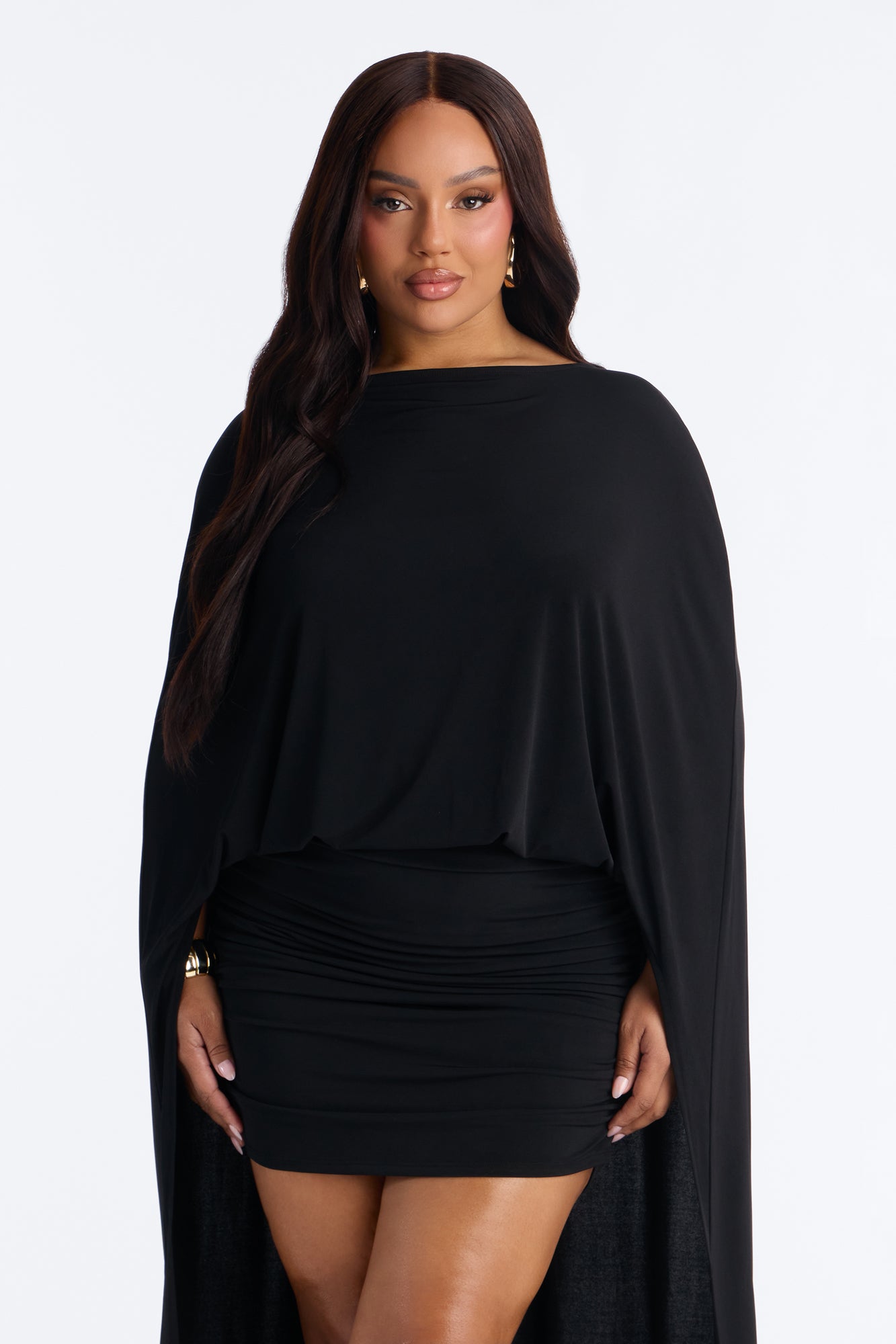 Zadie Babe Cape Mini Dress - Black image 6