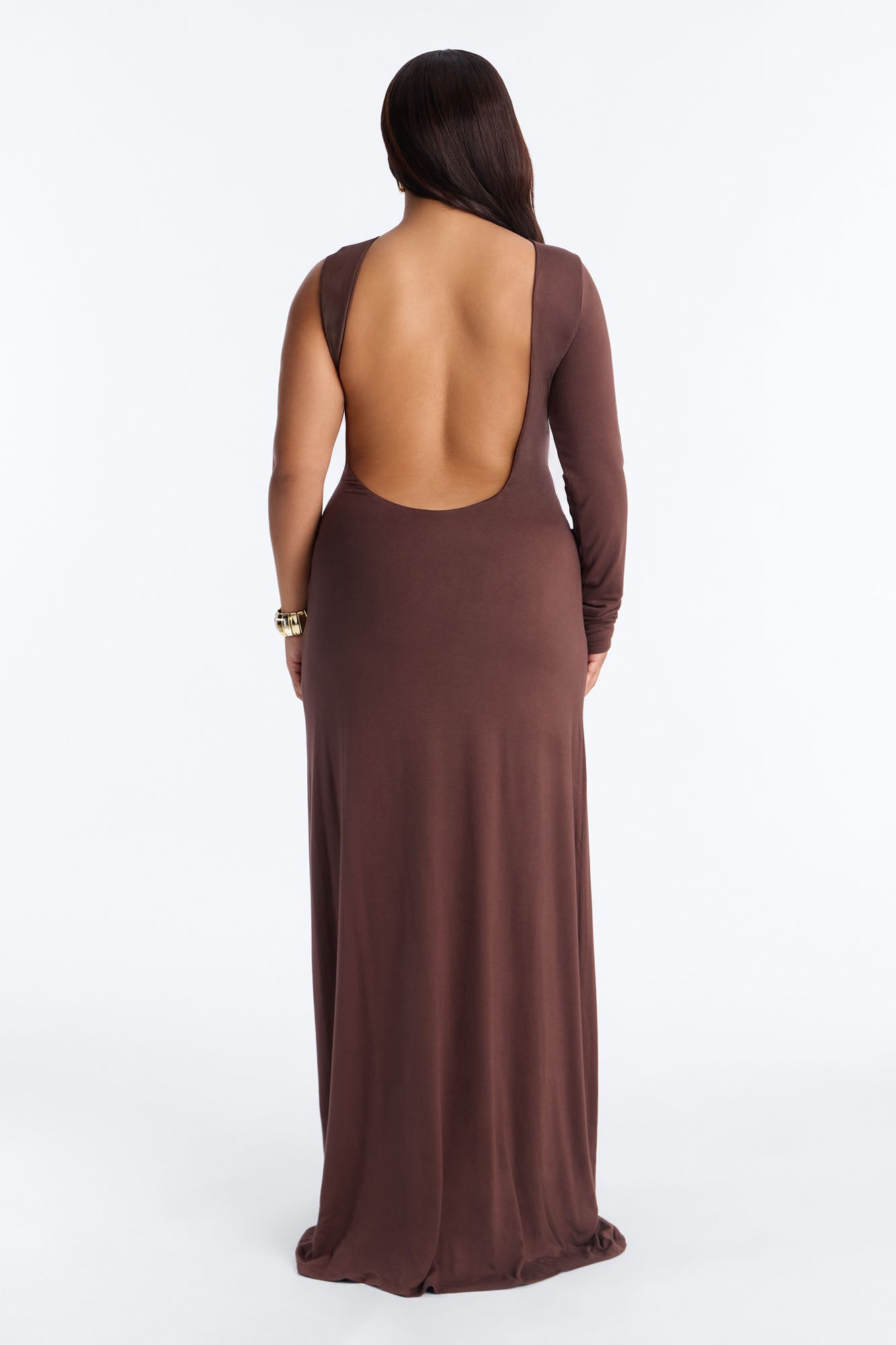 Clean Whisper One Shoulder Maxi Dress - Chocolate image 9