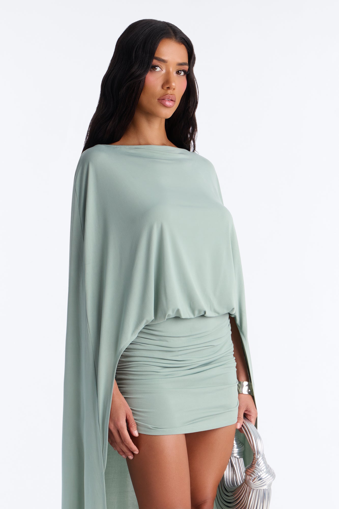 Zadie Babe Cape Mini Dress - Sage image 3