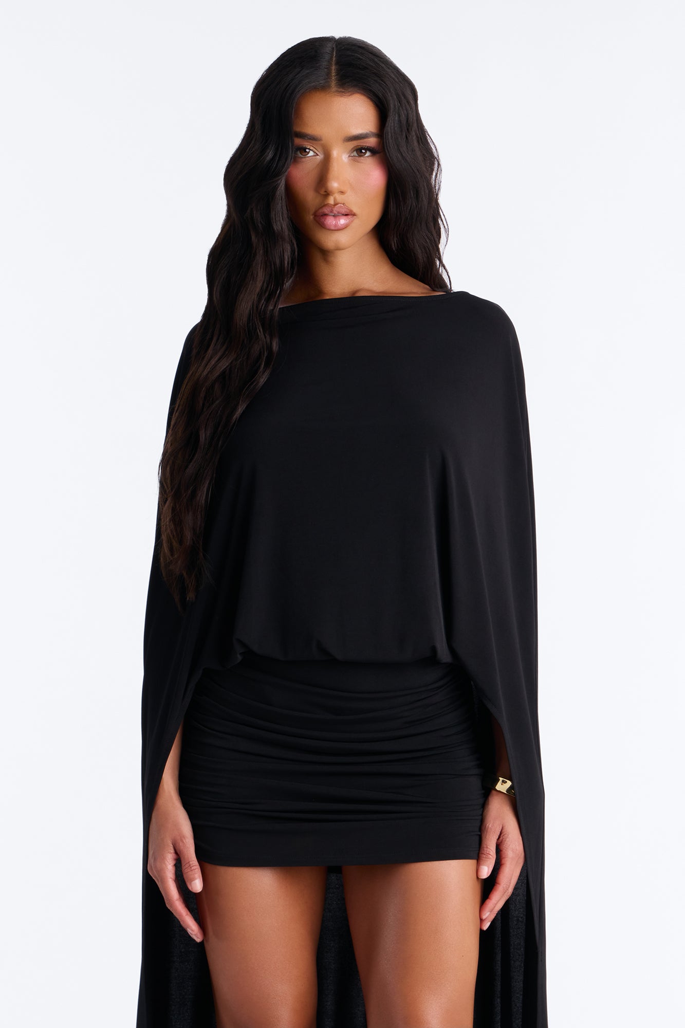 Zadie Babe Cape Mini Dress - Black image 2