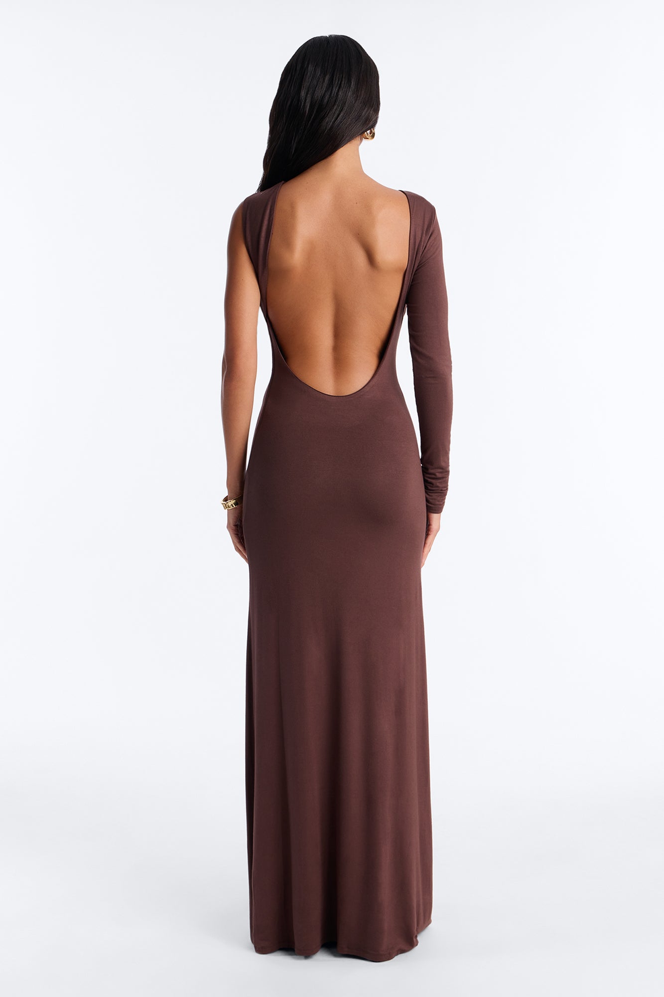 Clean Whisper One Shoulder Maxi Dress - Chocolate image 5
