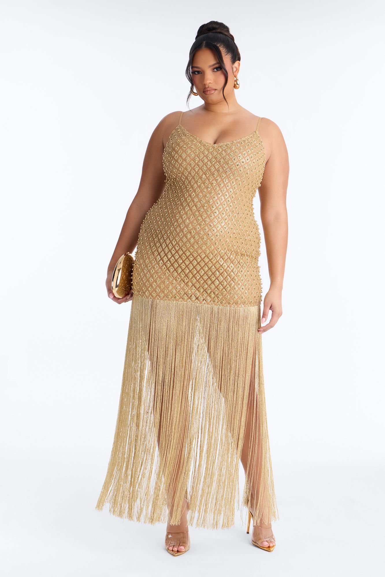 Roxi Fringe Maxi Dress - Gold image 5