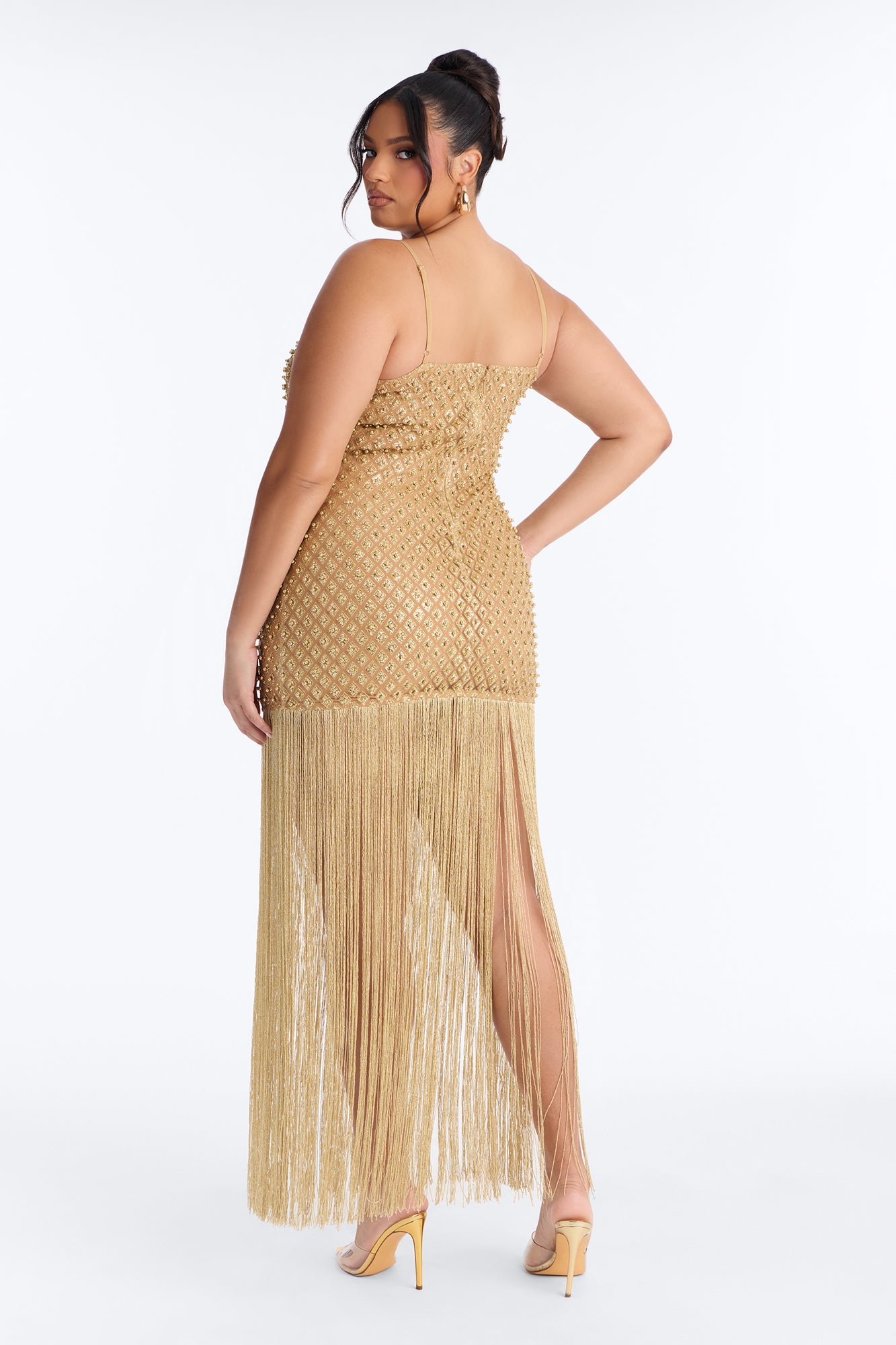 Roxi Fringe Maxi Dress - Gold image 7