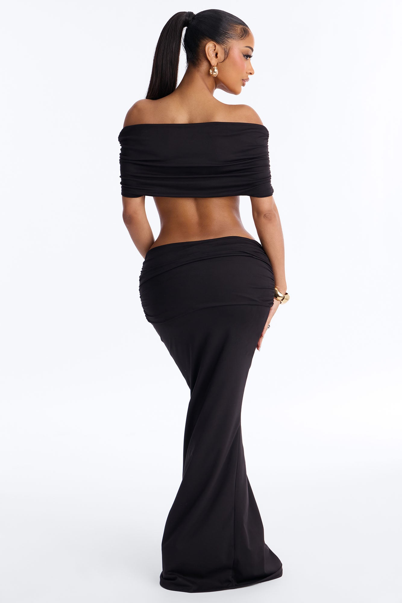Bianca Matte Form Double Lined Maxi Skirt Set - Black image 3