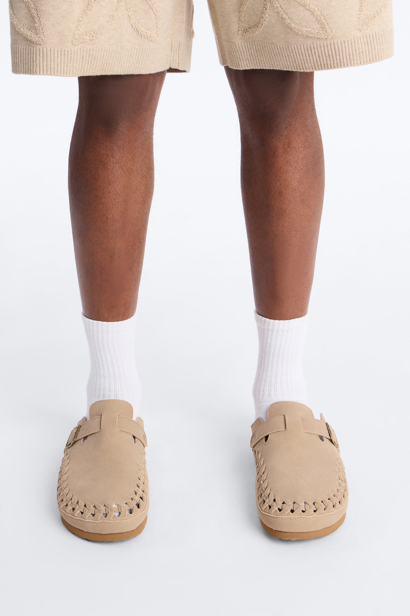 Woven Faux Suede Slip On Mule - Taupe image 2