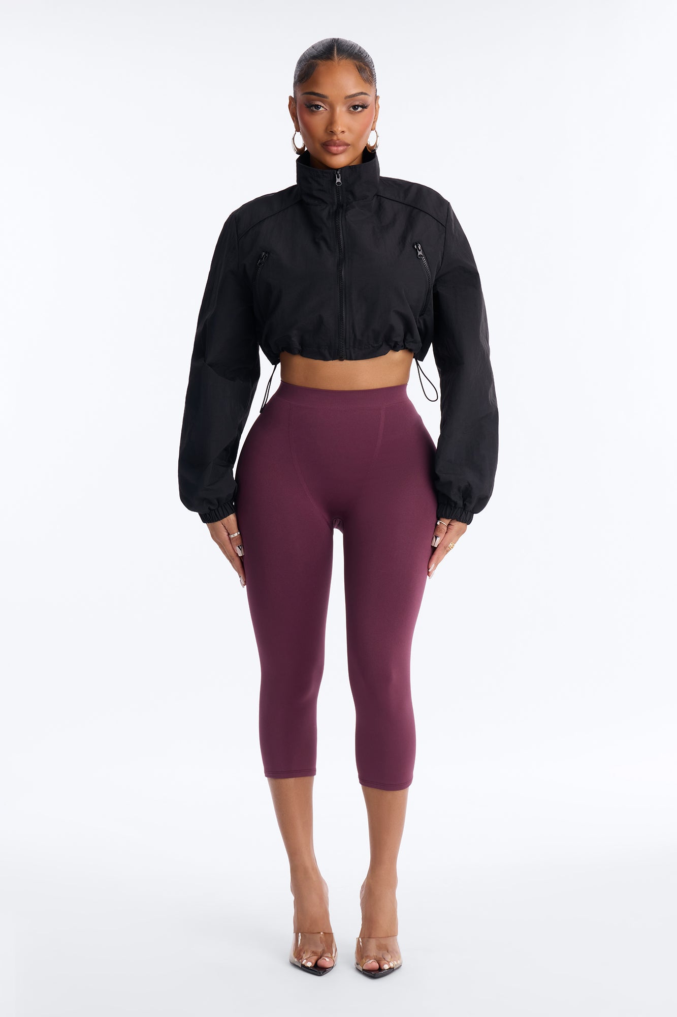 Seamless Smooth Double Lined Capri Pant - Plum