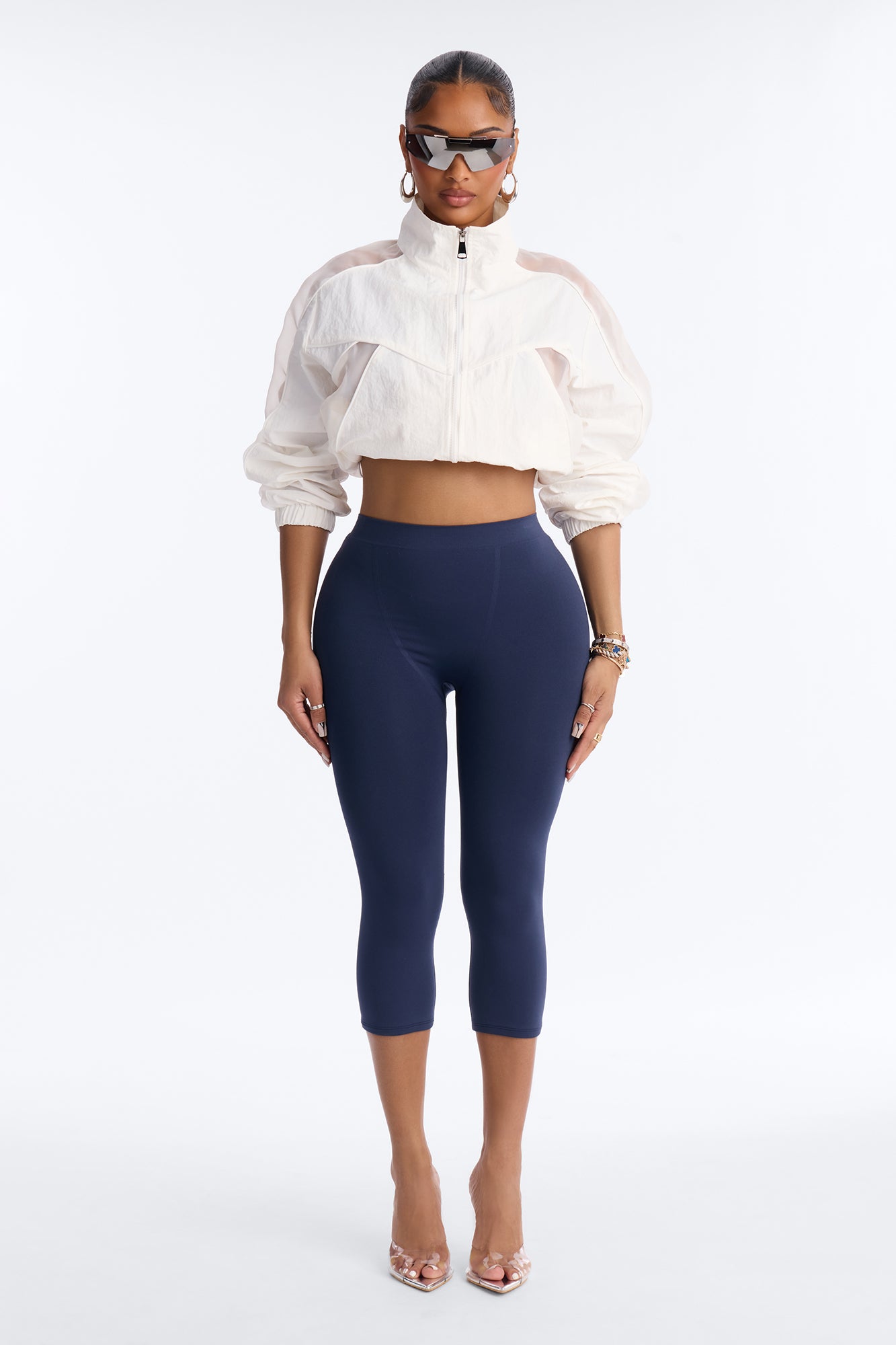 Seamless Smooth Double Lined Capri Pant - Navy