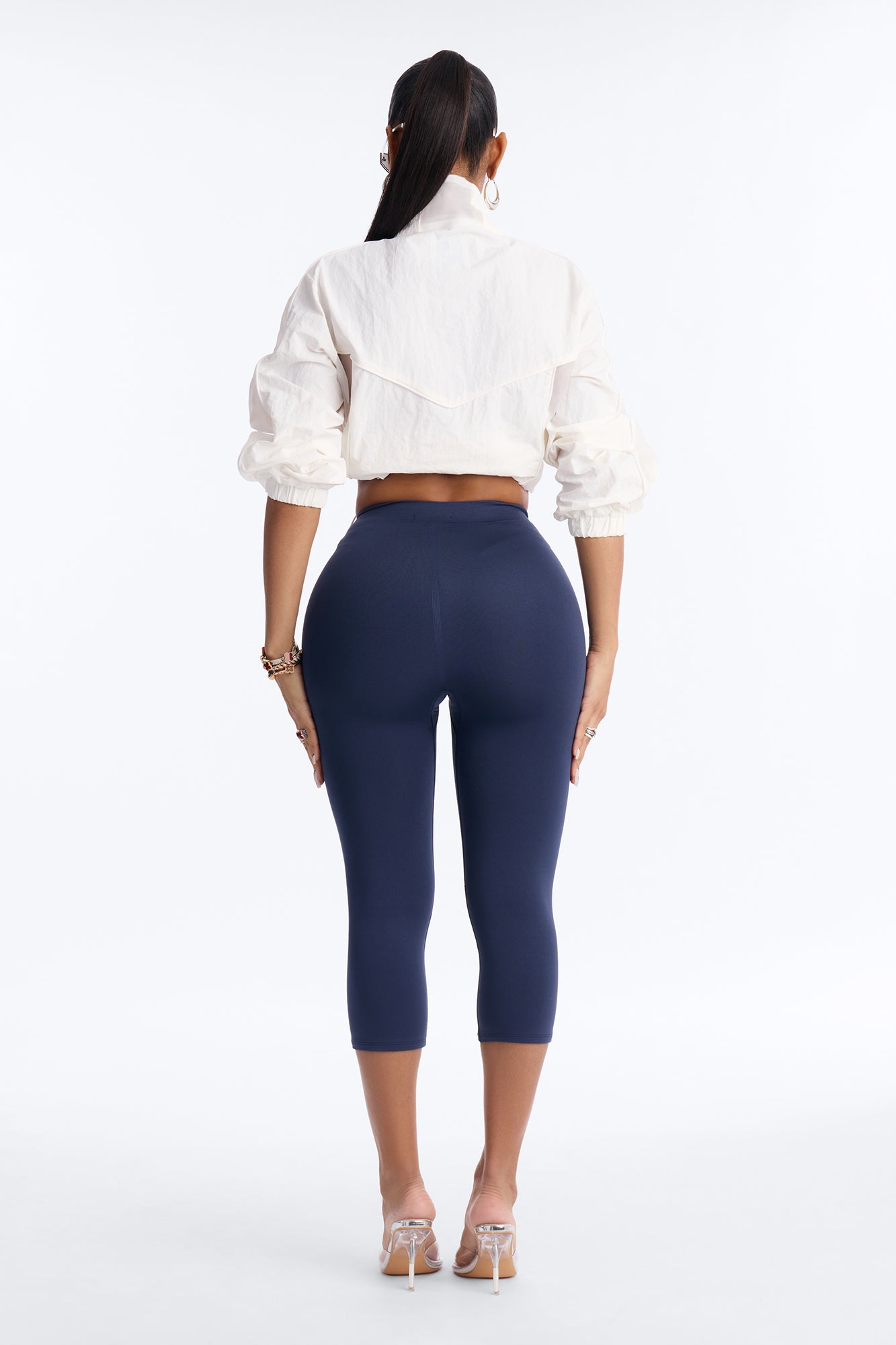Seamless Smooth Double Lined Capri Pant - Navy image 3