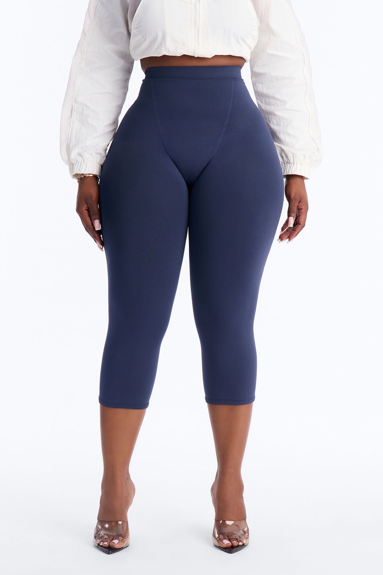 Seamless Smooth Double Lined Capri Pant - Navy image 5