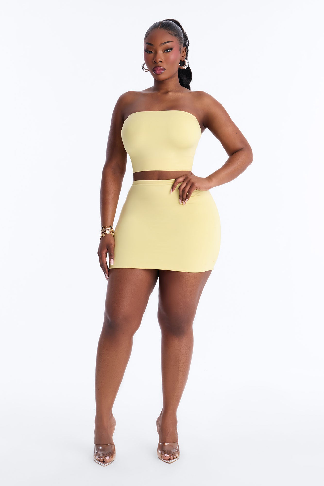 Contour Double Lined Mini Skirt - Yellow image 4