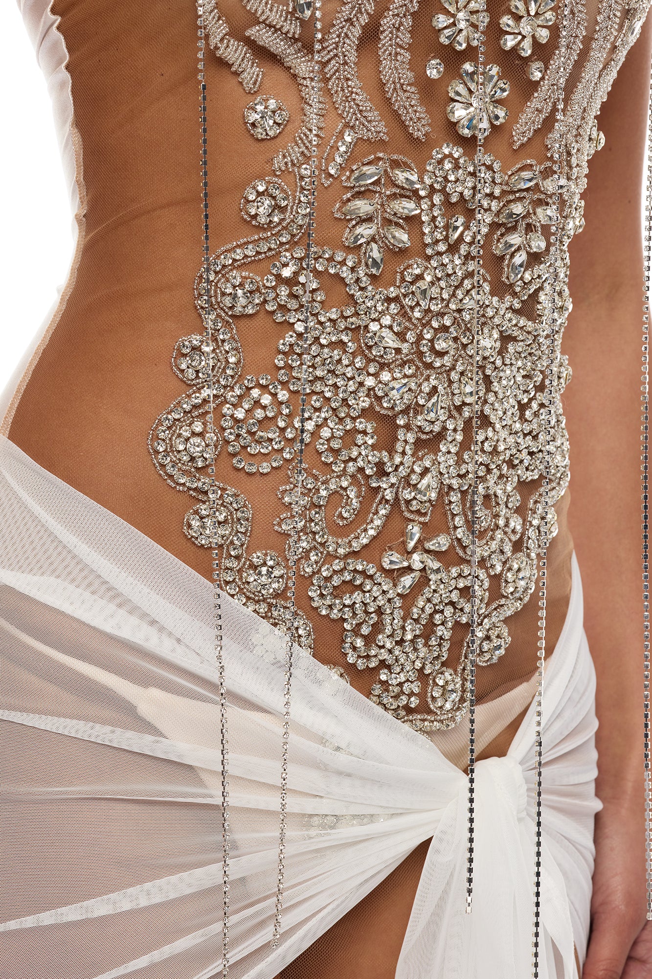 Jaw Dropped Rhinestone Mini Dress - White image 3