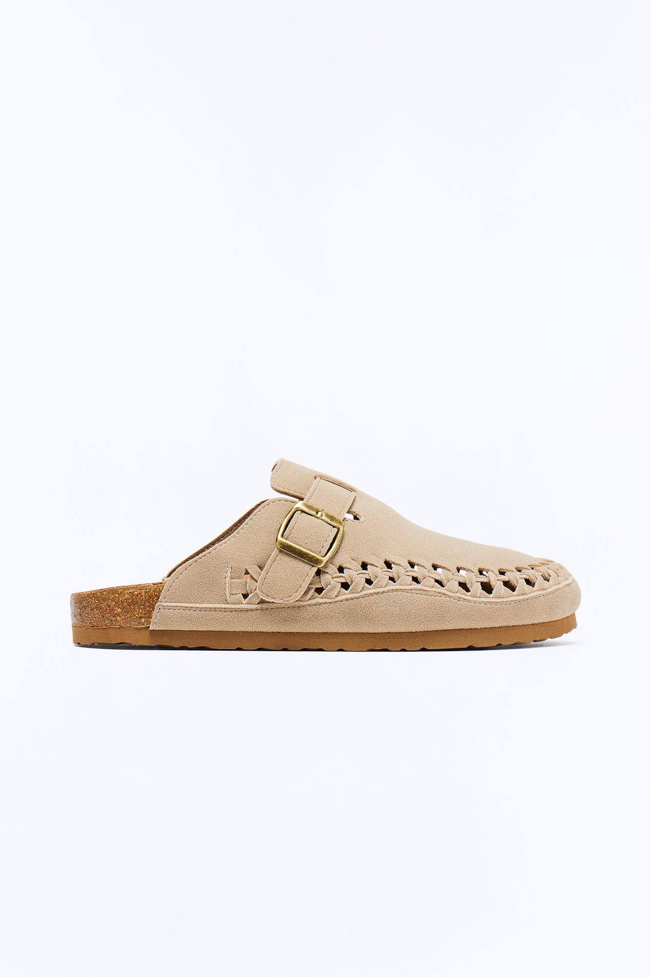 Woven Faux Suede Slip On Mule - Taupe image 3