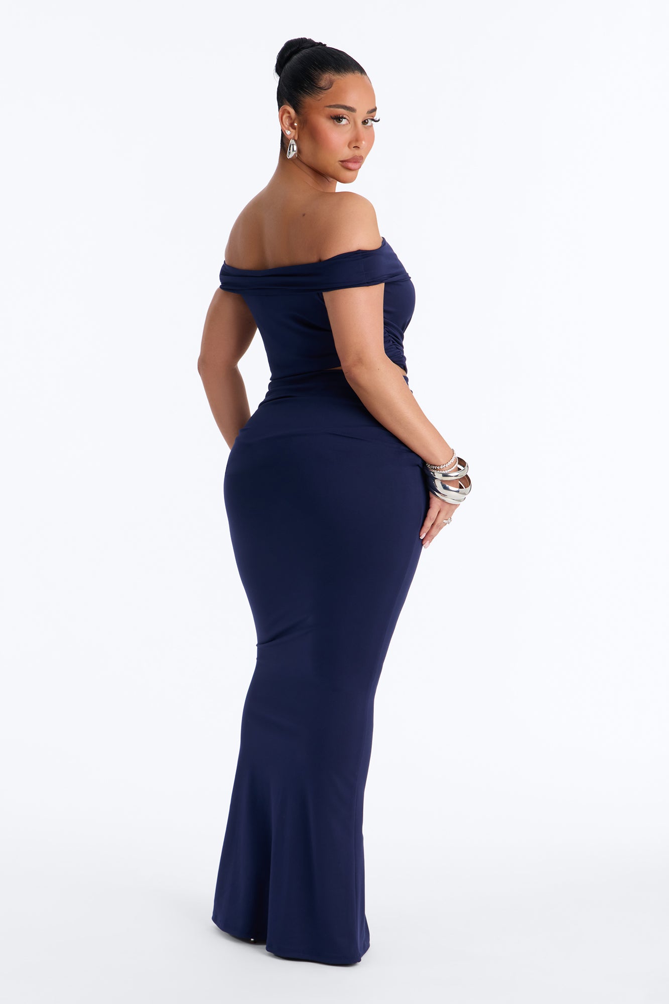 Bianca Matte Form Double Lined Maxi Skirt Set - Navy image 4