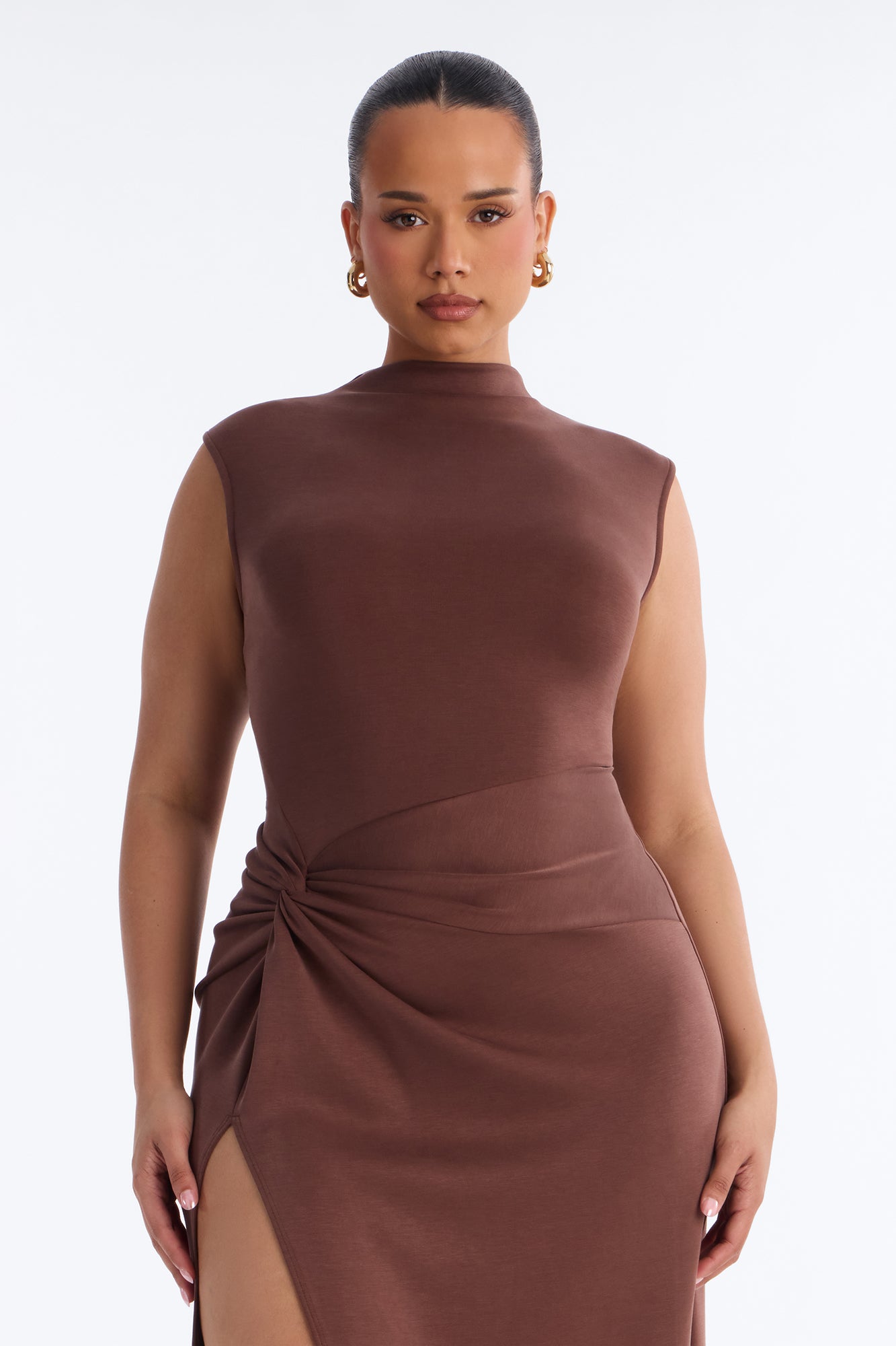 Vivi Twist Maxi Dress - Chocolate image 6