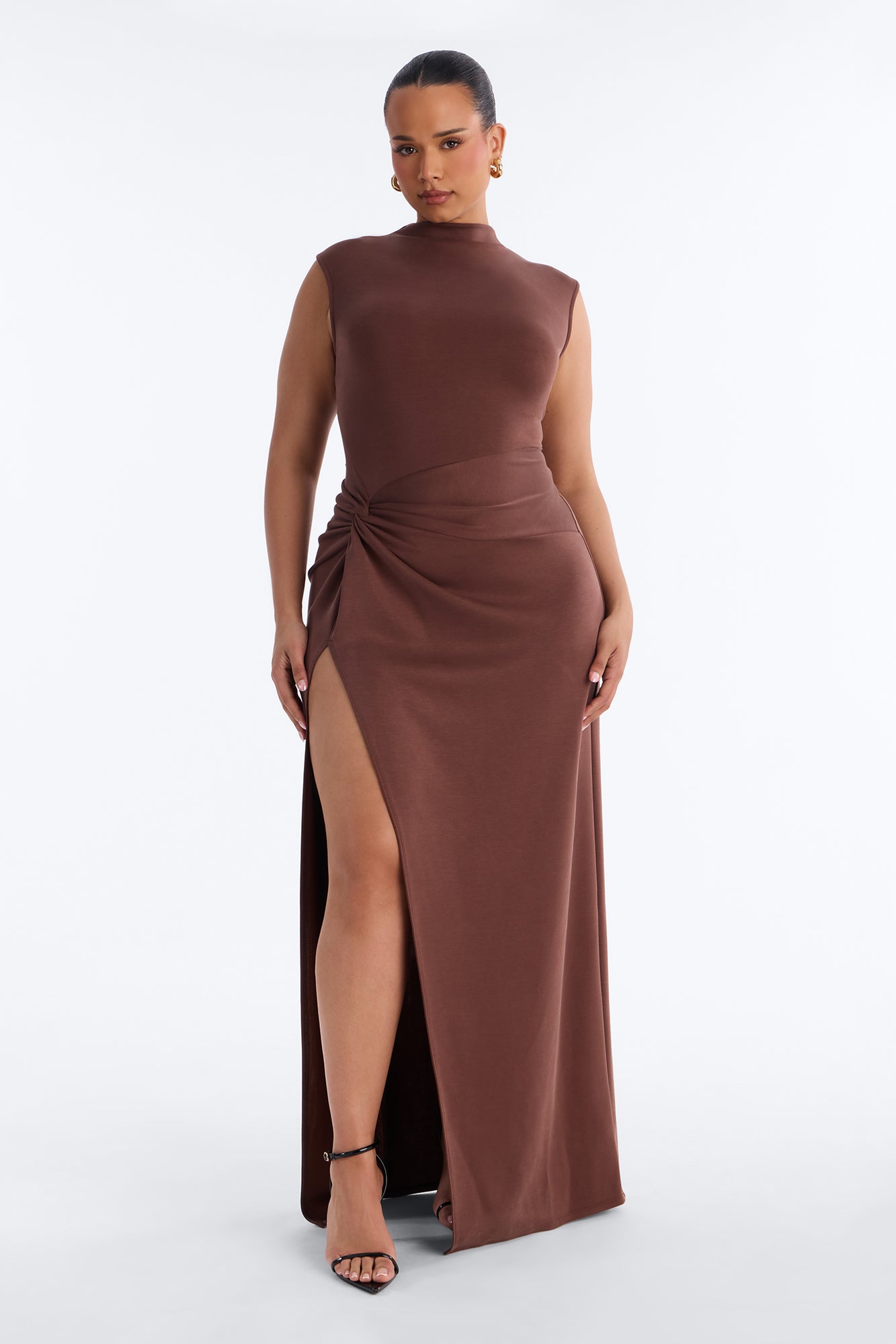 Vivi Twist Maxi Dress - Chocolate image 5