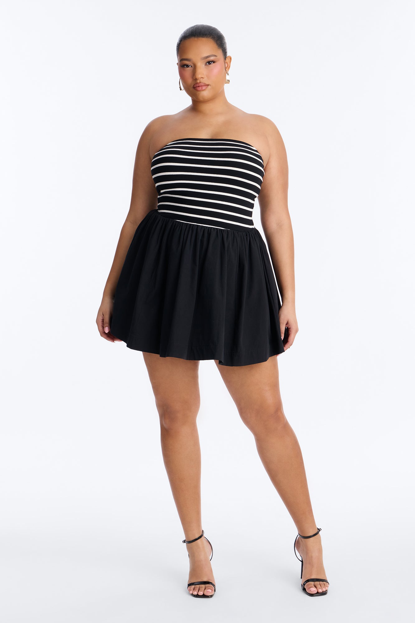 Reagan Strapless Striped Mini Dress - Black/White image 6