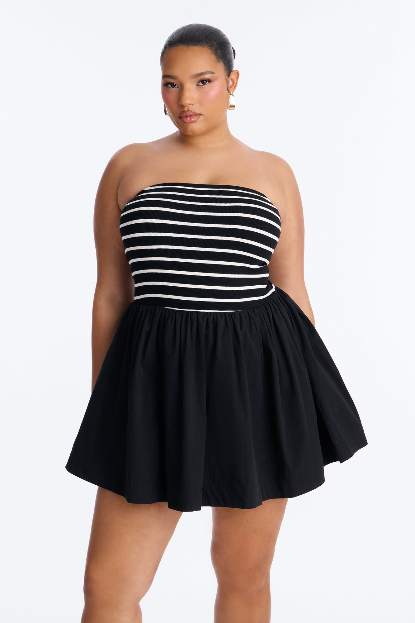Reagan Strapless Striped Mini Dress - Black/White image 5