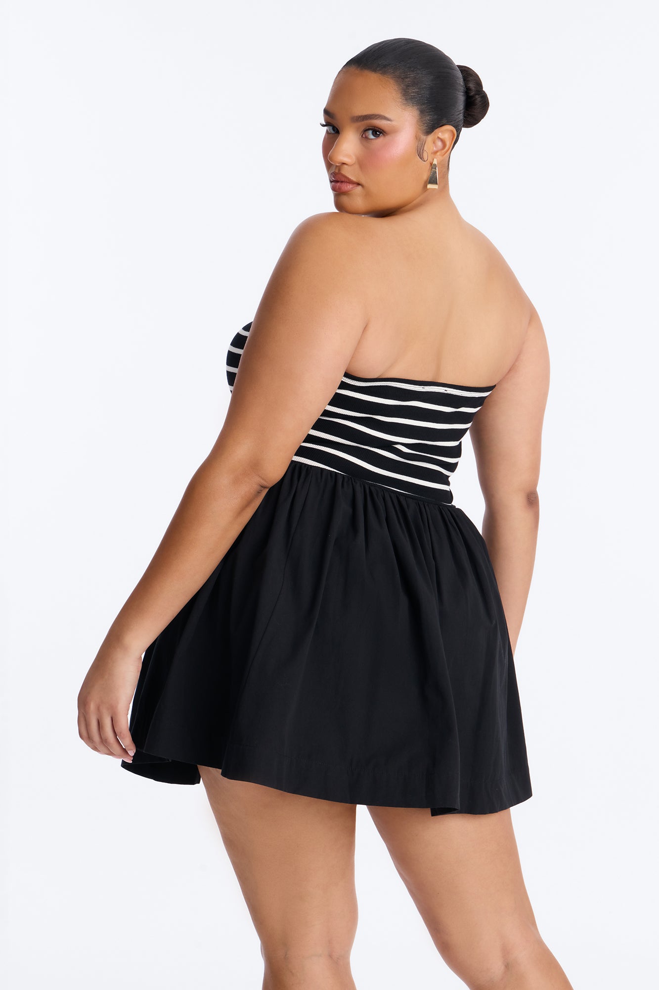 Reagan Strapless Striped Mini Dress - Black/White image 7