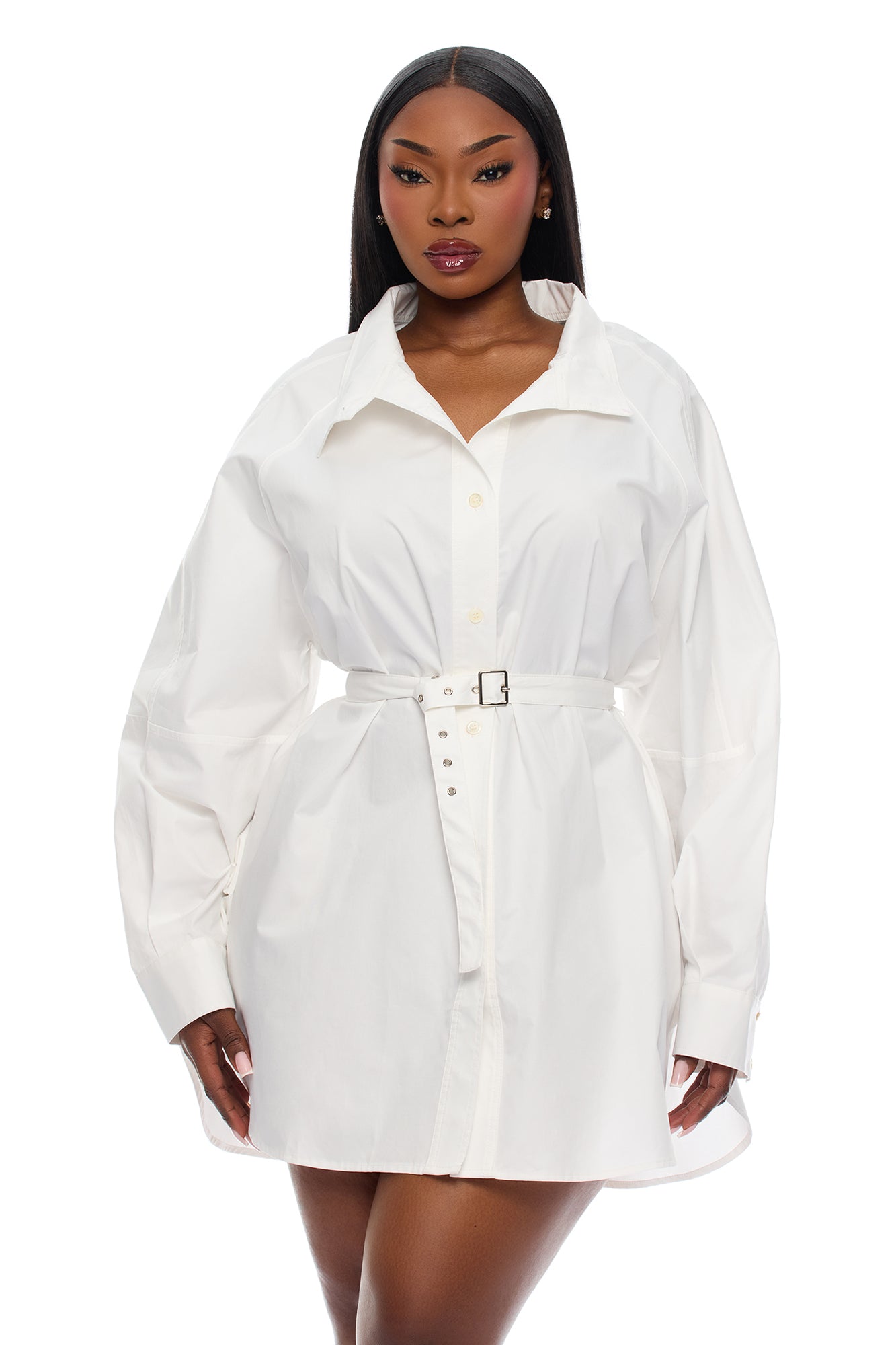 Ysabelle Belted Mini Shirt Dress - White image 7
