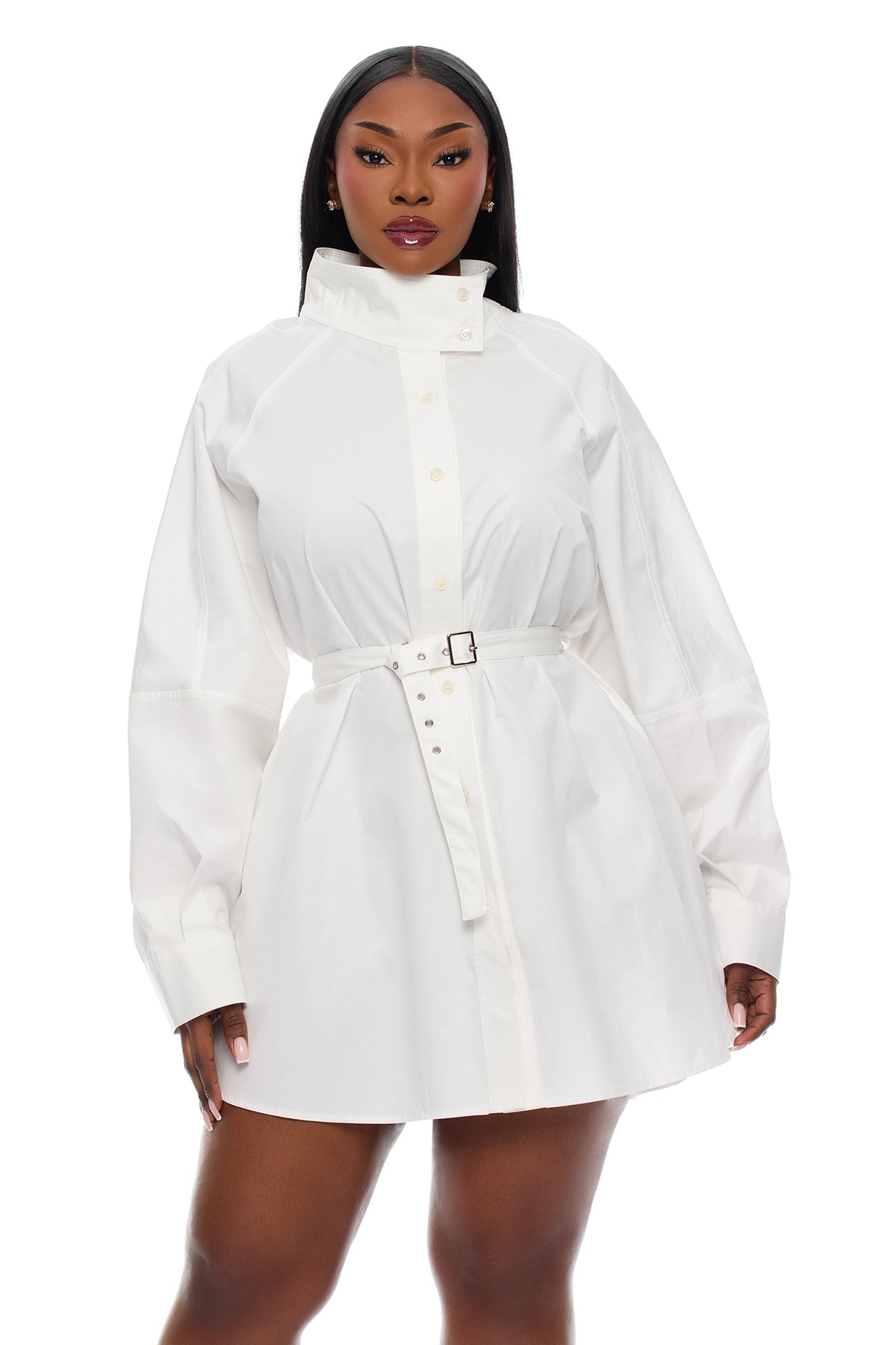 Ysabelle Belted Mini Shirt Dress - White image 6
