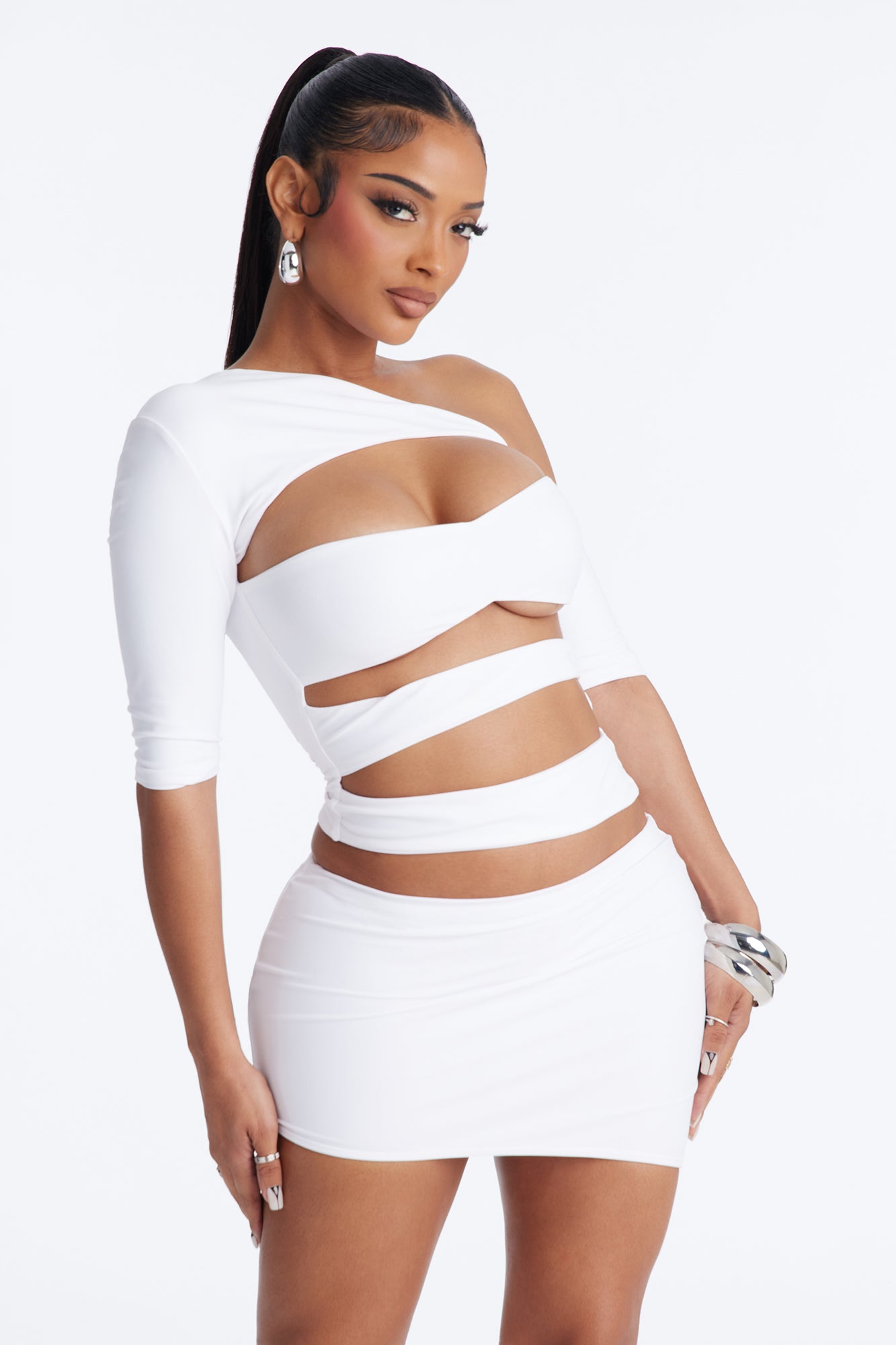 Roxy Form Double Lined Mini Skirt Set - White image 2