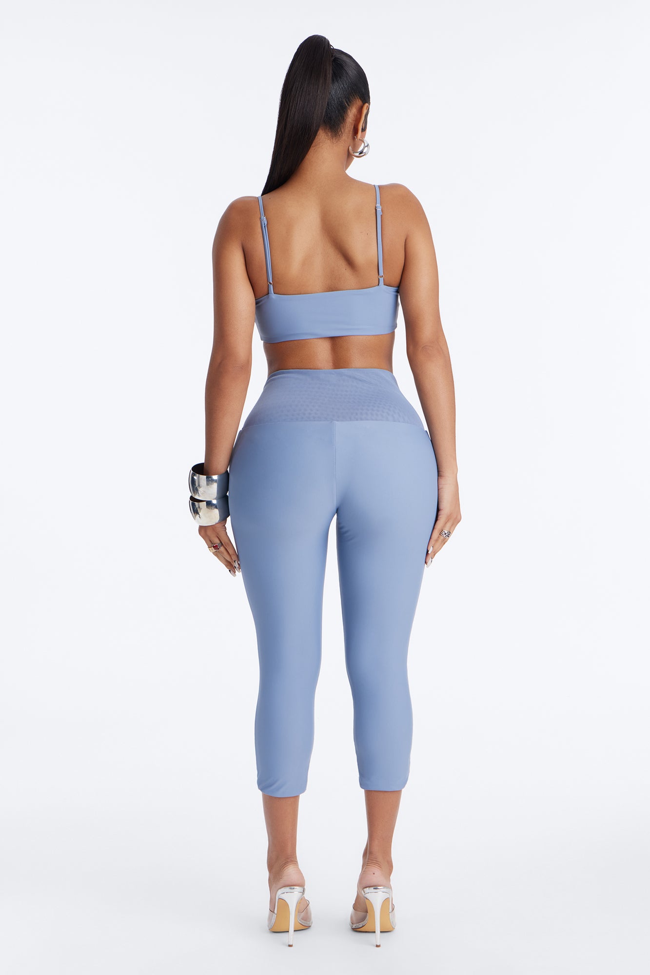 Roxy Form Double Lined Bra Top Capri Pant Set - Dusty Blue image 3