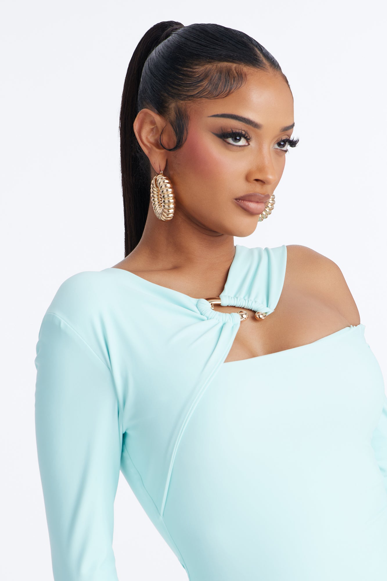 Roxy Form Double Lined Long Sleeve Mini Dress - Mint image 3