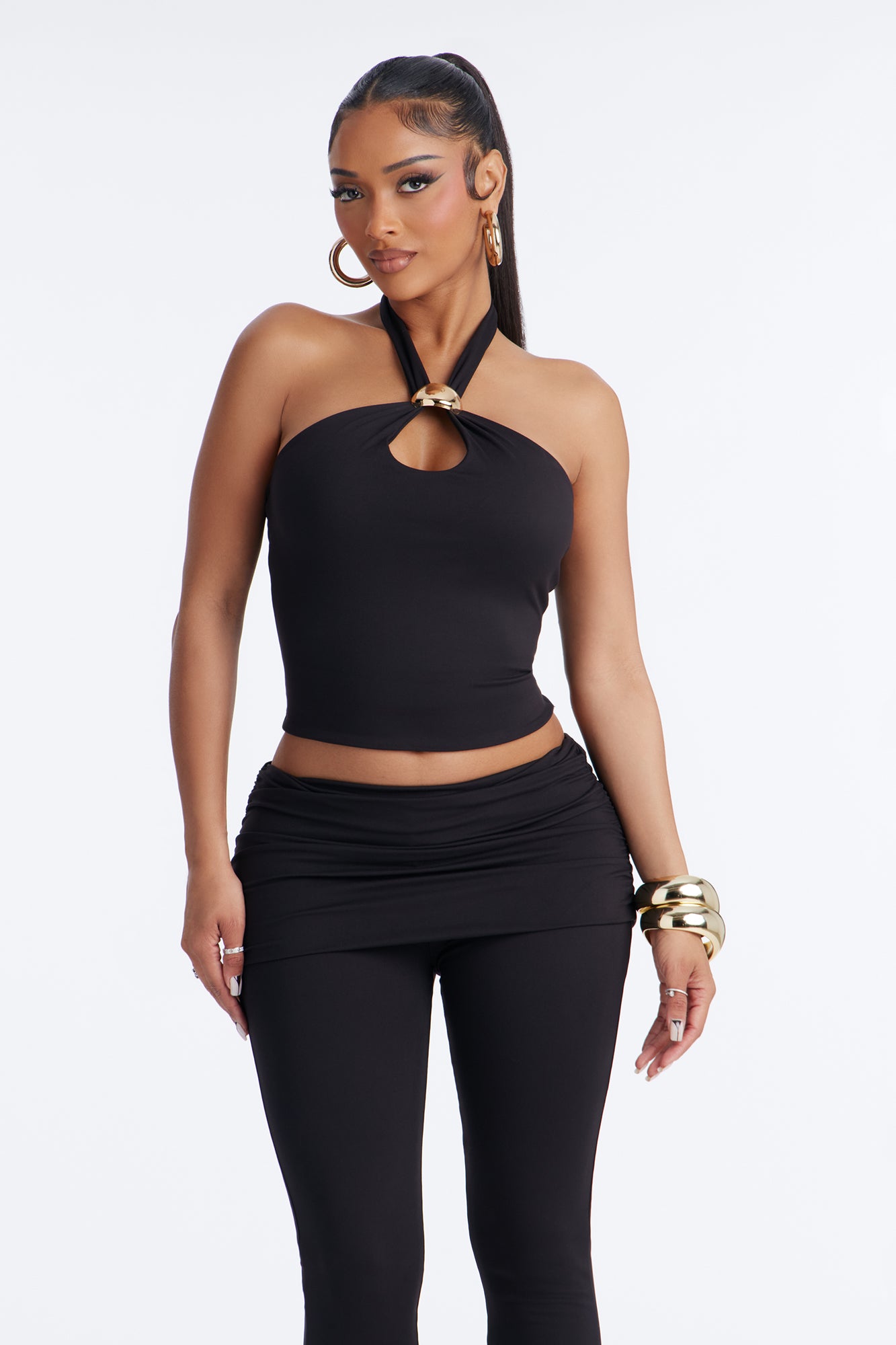 Bianca Matte Form Double Lined Capri Set - Black image 2